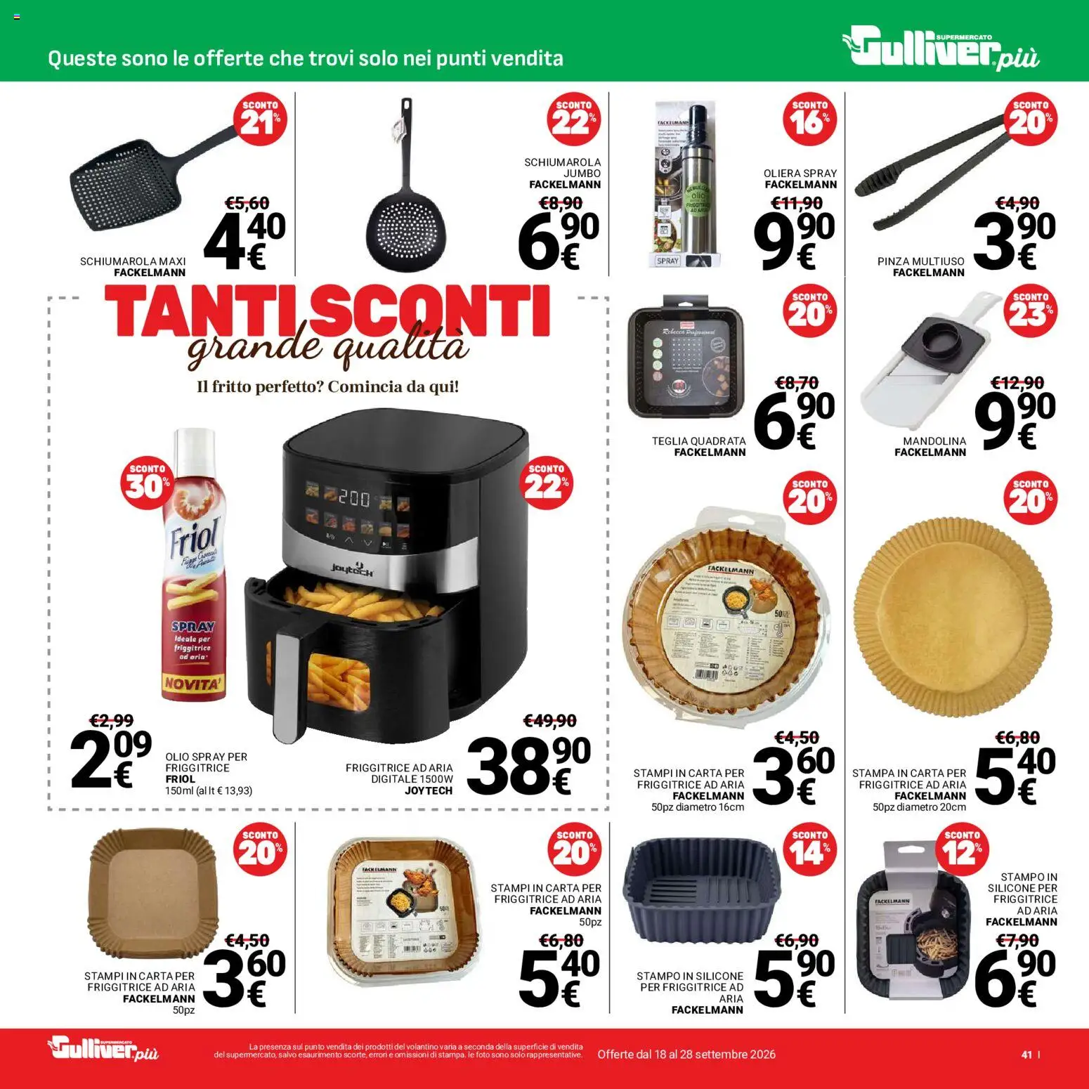 Volantino Gulliver del 18/09/2026 | Pagina: 41 | Prodotti: Friggitrice ad aria, Olio, Silicone, Stampa