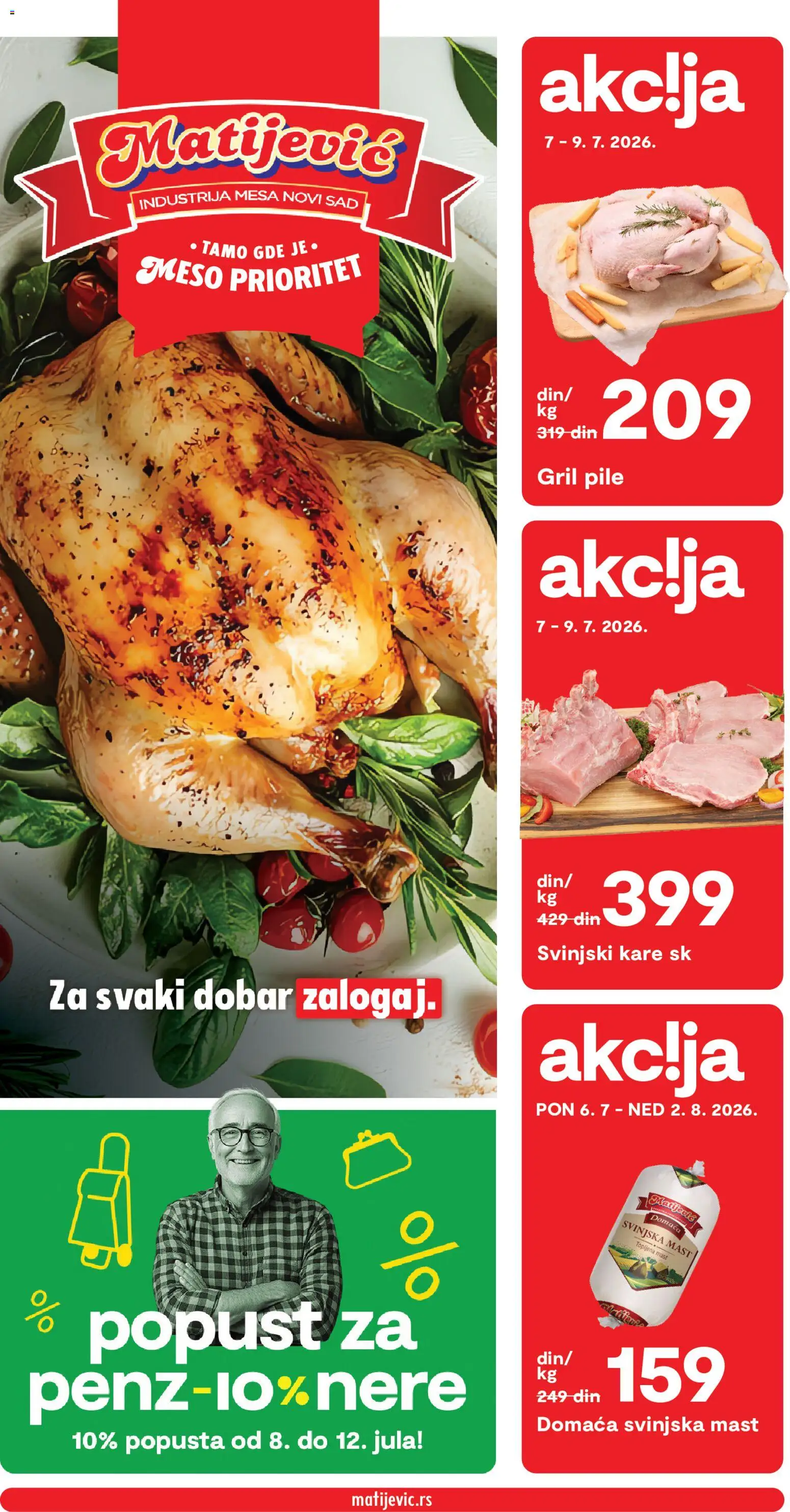 Matijevic katalog - važi od 07.07.2026 | Strana: 1 | Proizvode: Svinjski kare, Mast, Pile, Svinjska mast