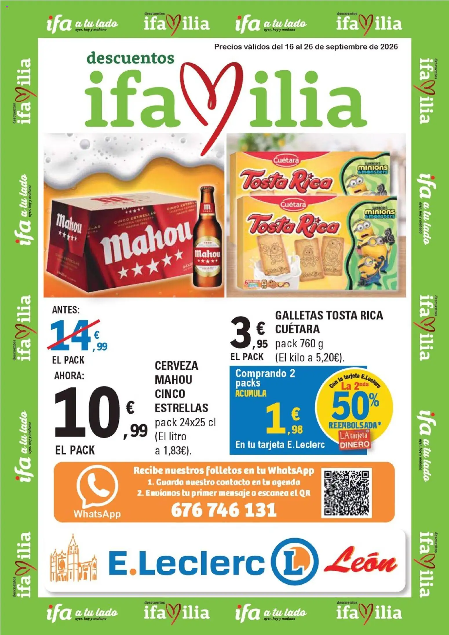 E.Leclerc - León │ válido desde el 16/09/2026 | Página: 1 | Productos: Cerveza, Galletas