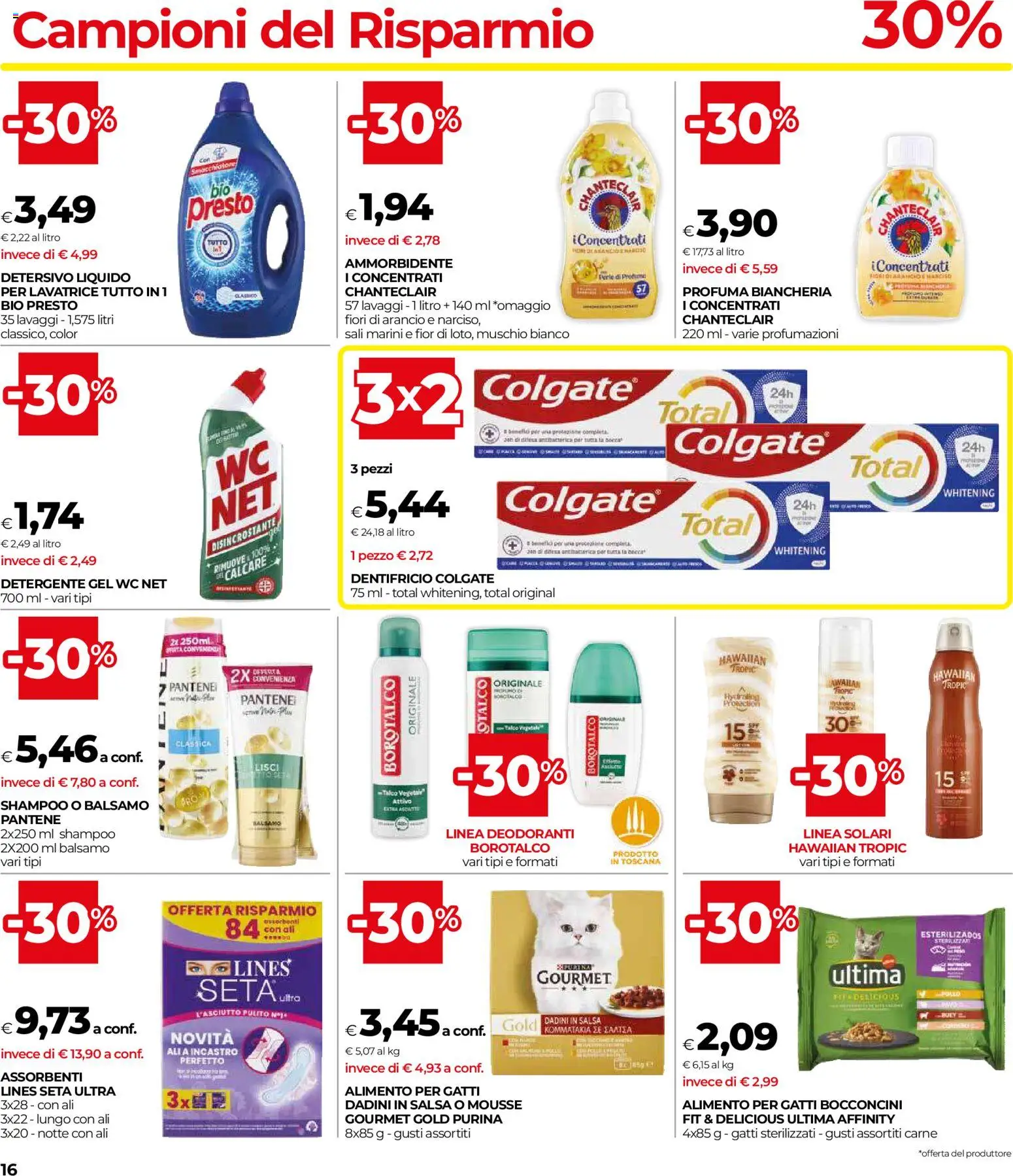 Volantino COOP del 16/07/2026 | Pagina: 16 | Prodotti: Shampoo, Ammorbidente, Talco, Salsa