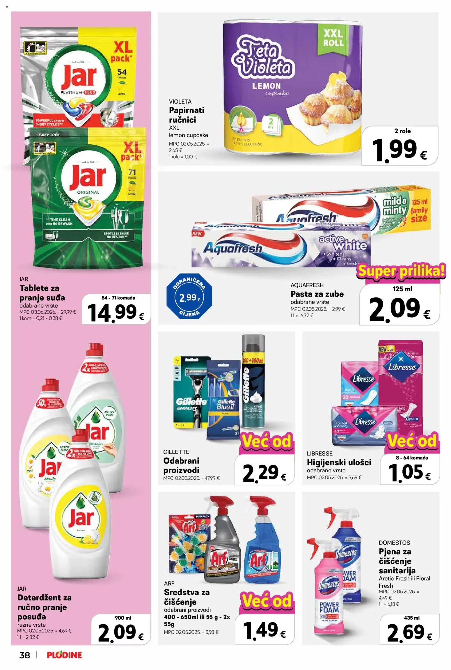 Plodine katalog | vrijedi od 08.07.2026 | Stranica: 38 | Proizvodi: Feta, Role, Pasta, Jar tablete