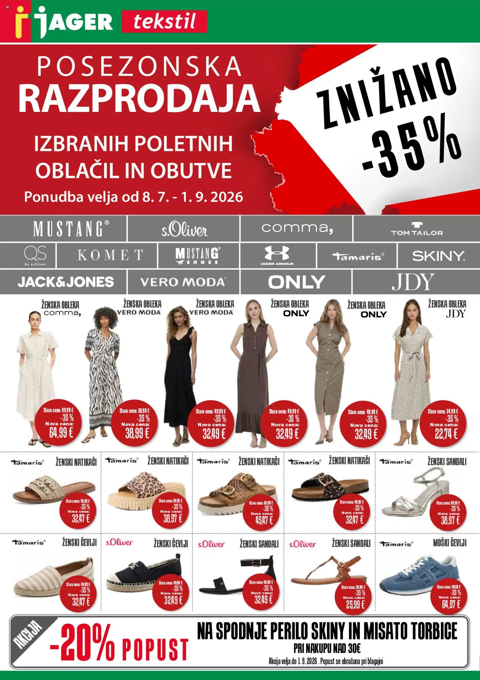 Novi Jager katalog ponudbe – veljaven od 29.07.2026 | Stran: 1 | Izdelki: Spodnje perilo, Obleka, Sandali, Natikaci