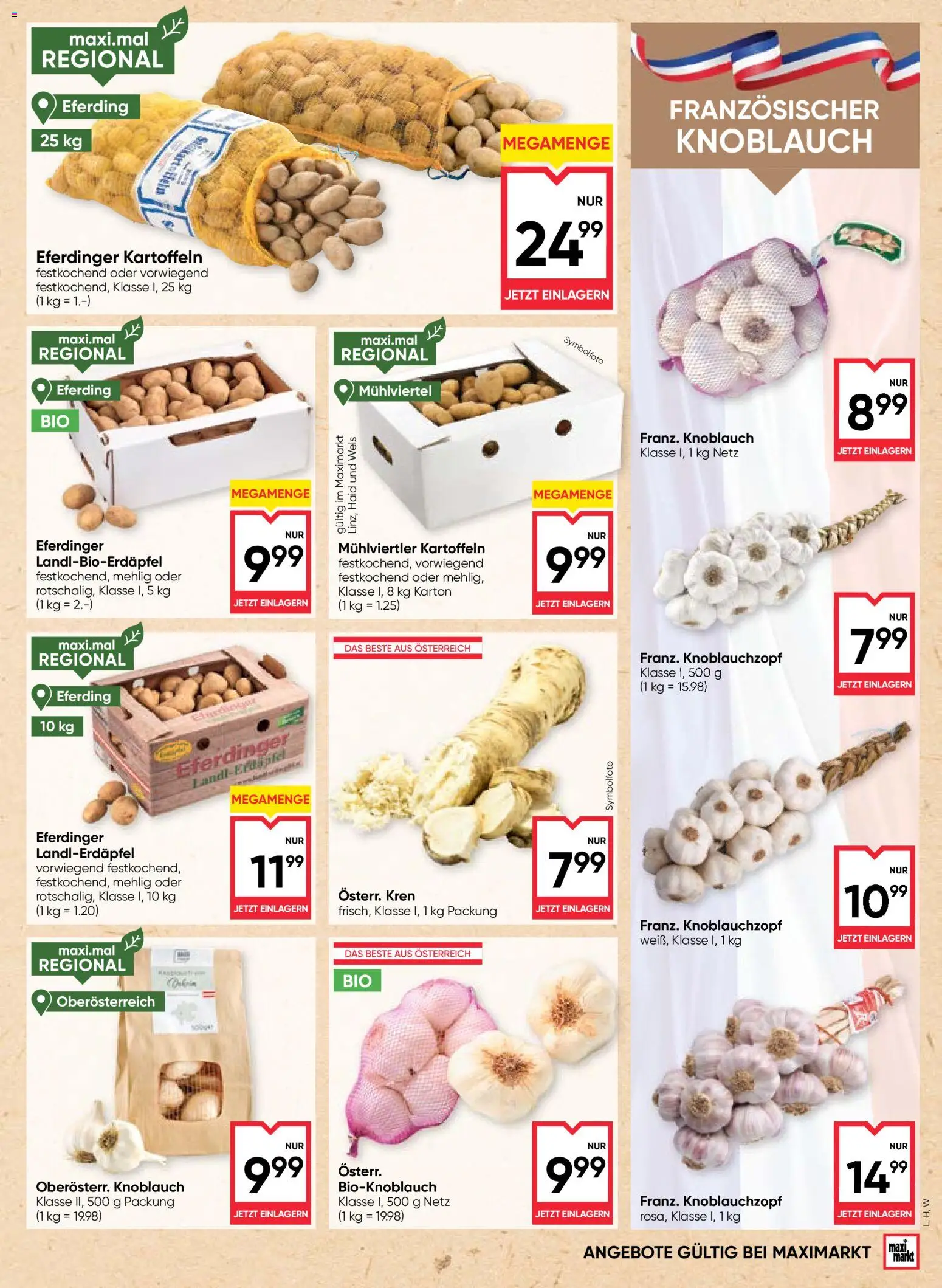 Maximarkt Flugblatt gültig ab 08.10.2026 | Seite: 3 | Produkte: Kartoffeln, Knoblauch