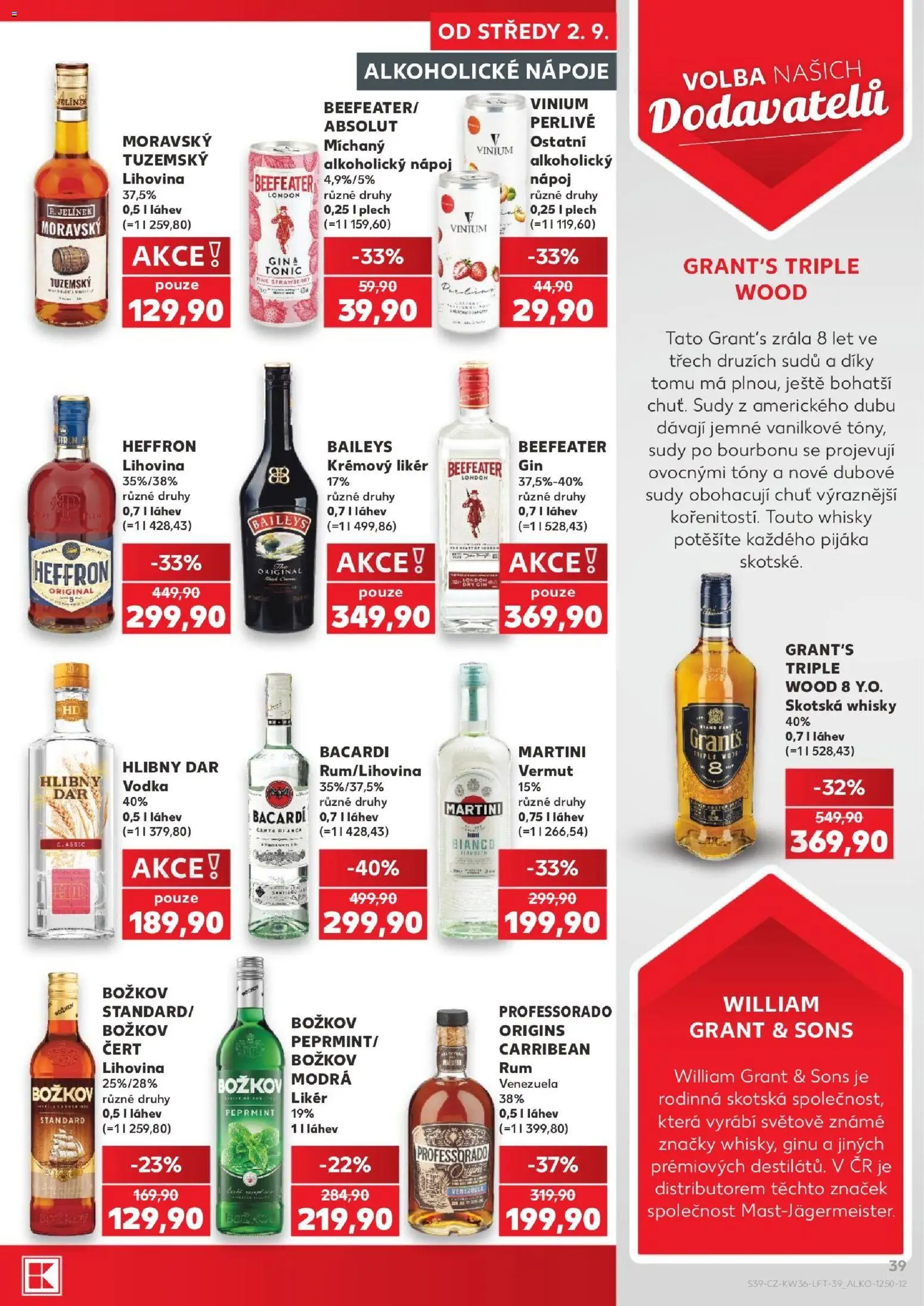 Kaufland leták - Praha 8 od 02.09.2026 | Strana: 39 | Produkty: Rum, Heffron, Gin, Beefeater