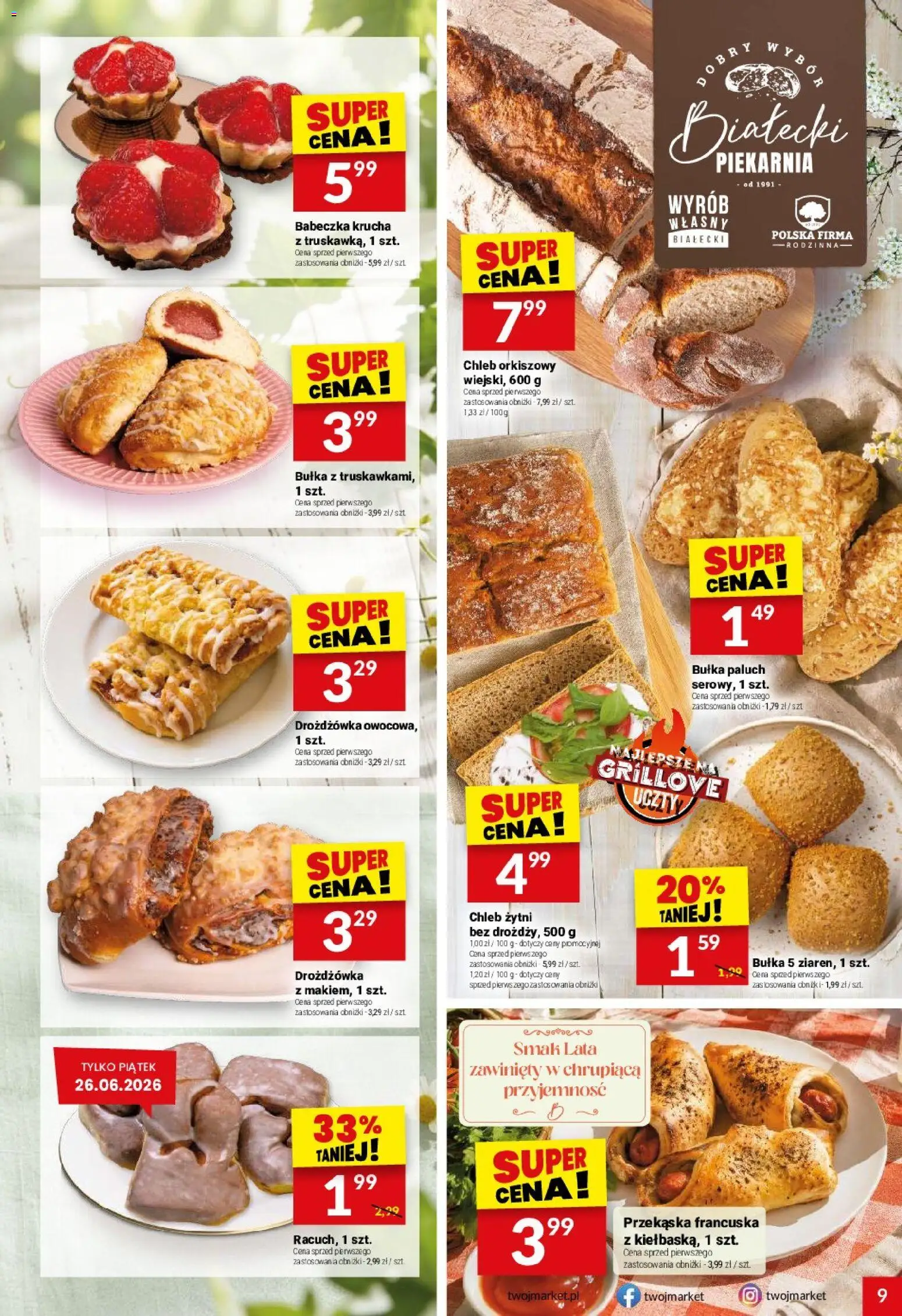 Twój Market gazetka od 24.06.2026 | Strona: 9 | Produkty: Chleb żytni, Piekarnia, Bułka, Chleb