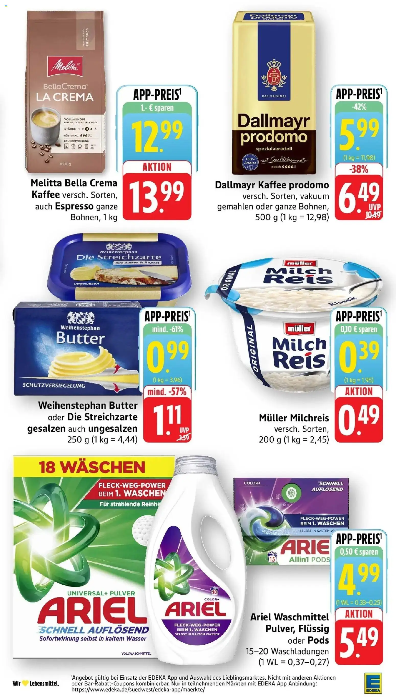 E center Prospekt Laupheim – gültig ab 17.05.2026 | Seite: 7 | Produkte: Melitta, Ariel, Kaffee, Weihenstephan butter