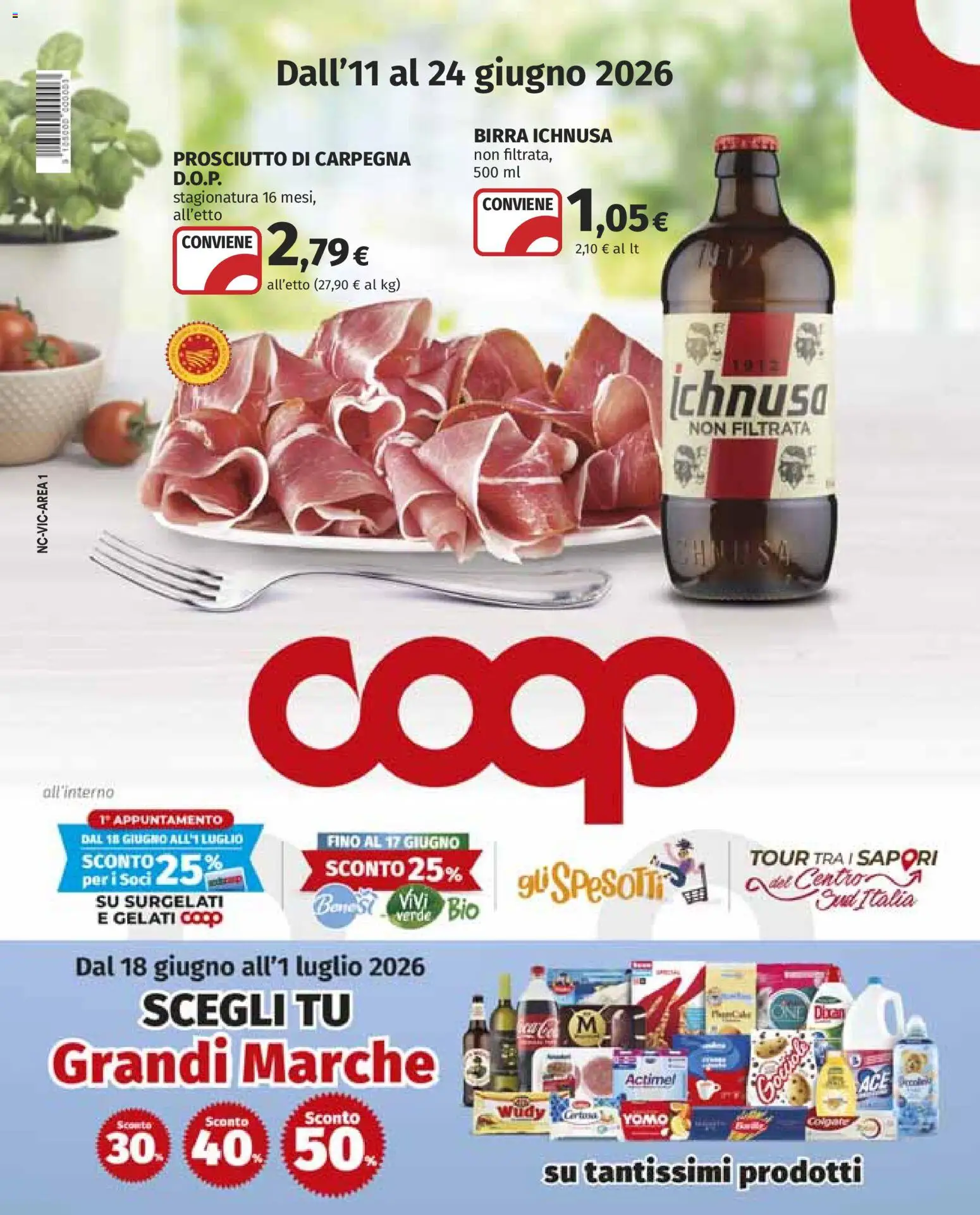 Volantino COOP del 11.06.2026 | Pagina: 1 | Prodotti: Birra, Prosciutto