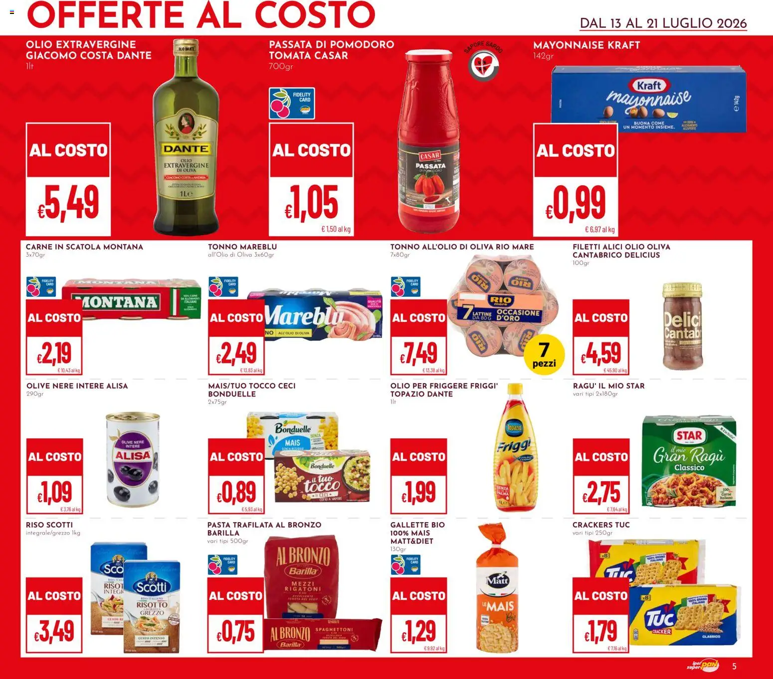 Volantino Pan del 13/07/2026 | Pagina: 5 | Prodotti: Ceci, Passata di pomodoro, Tonno, Alici