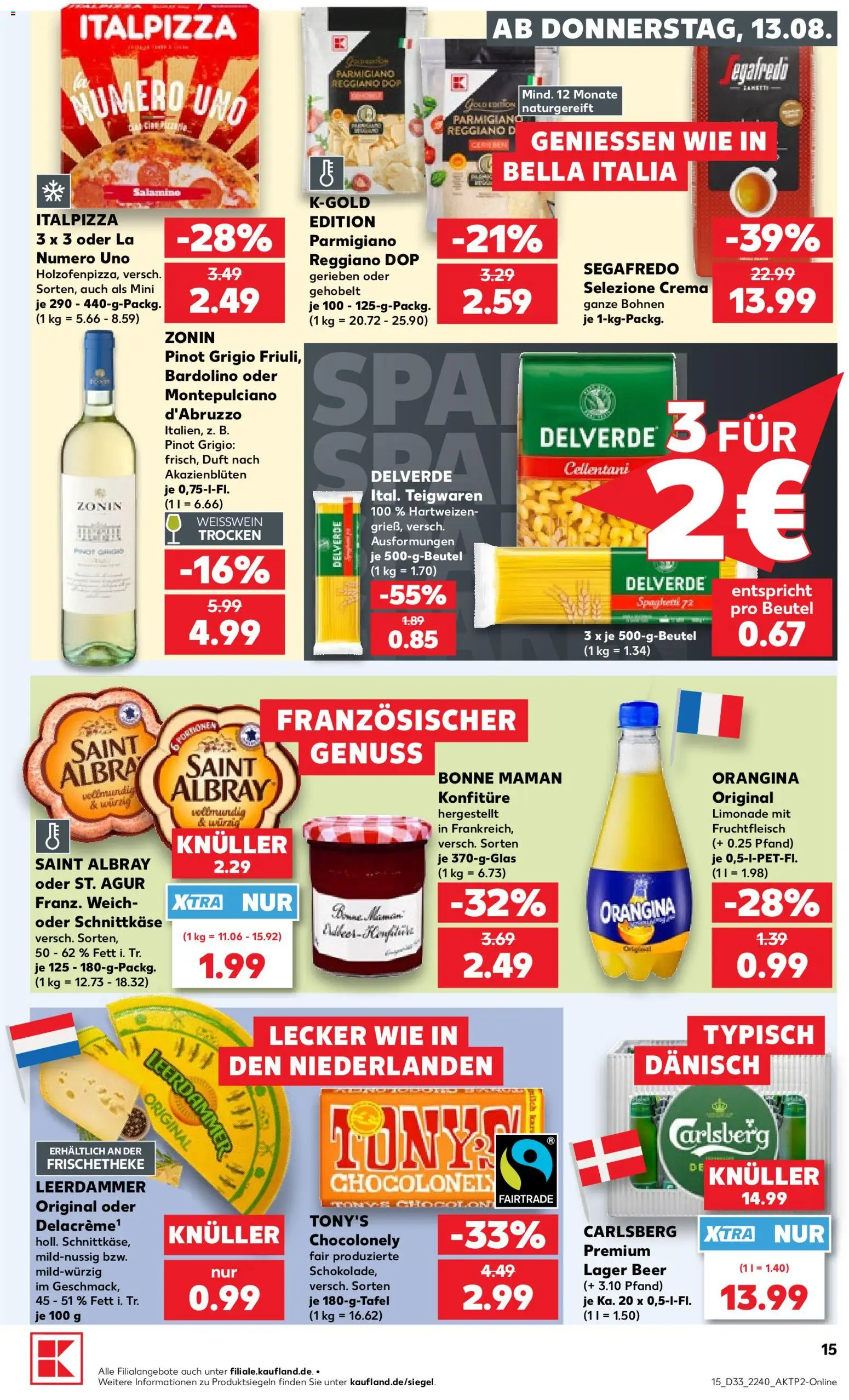 Kaufland Prospekt Speyer – gültig ab 13.08.2026 | Seite: 15 | Produkte: Spaghetti, Weißwein, Duft, Leerdammer