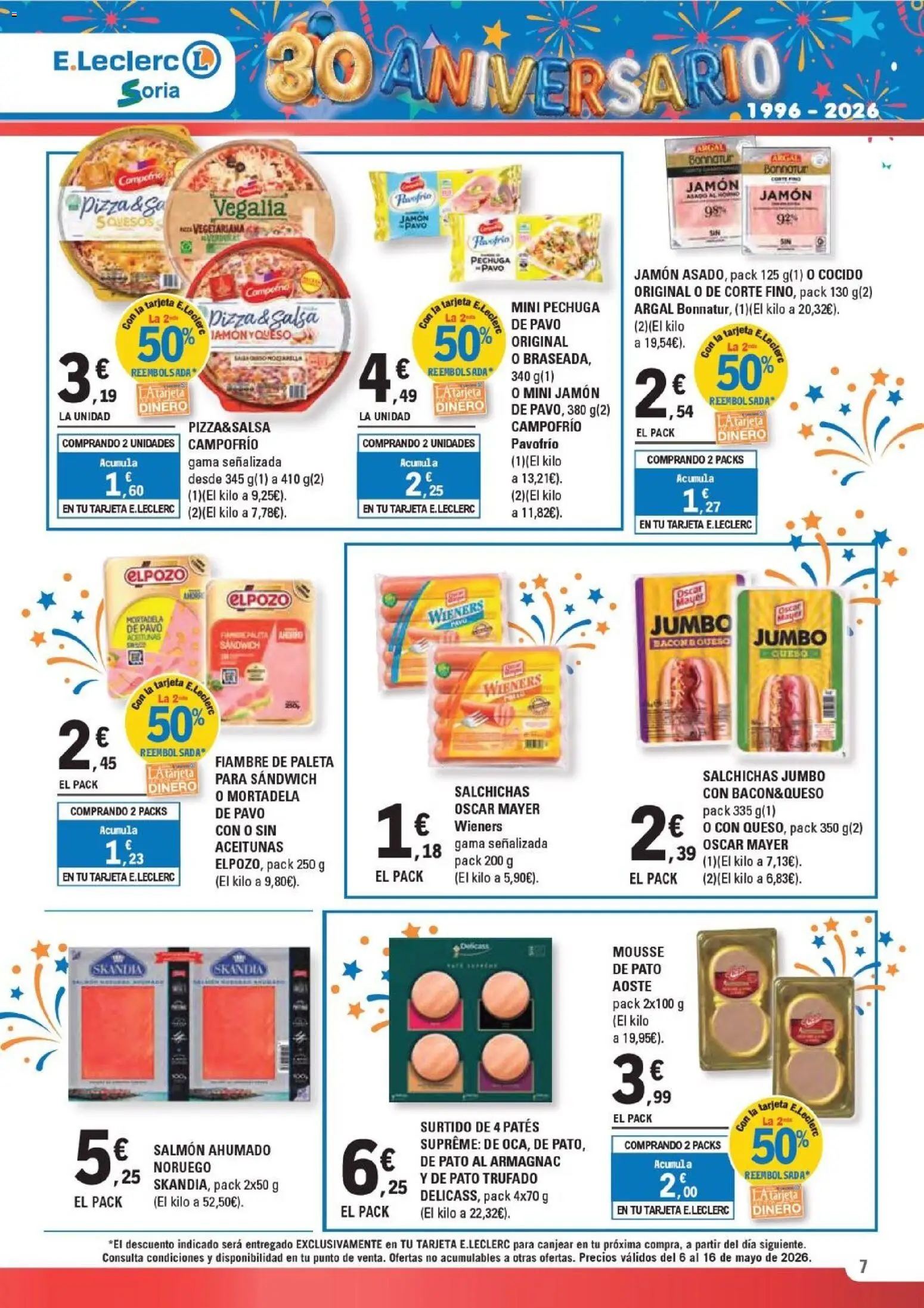 E.Leclerc Soria │ válido desde el 06.05.2026 | Página: 7 | Productos: Jamón, Pizza, Horno, Mortadela