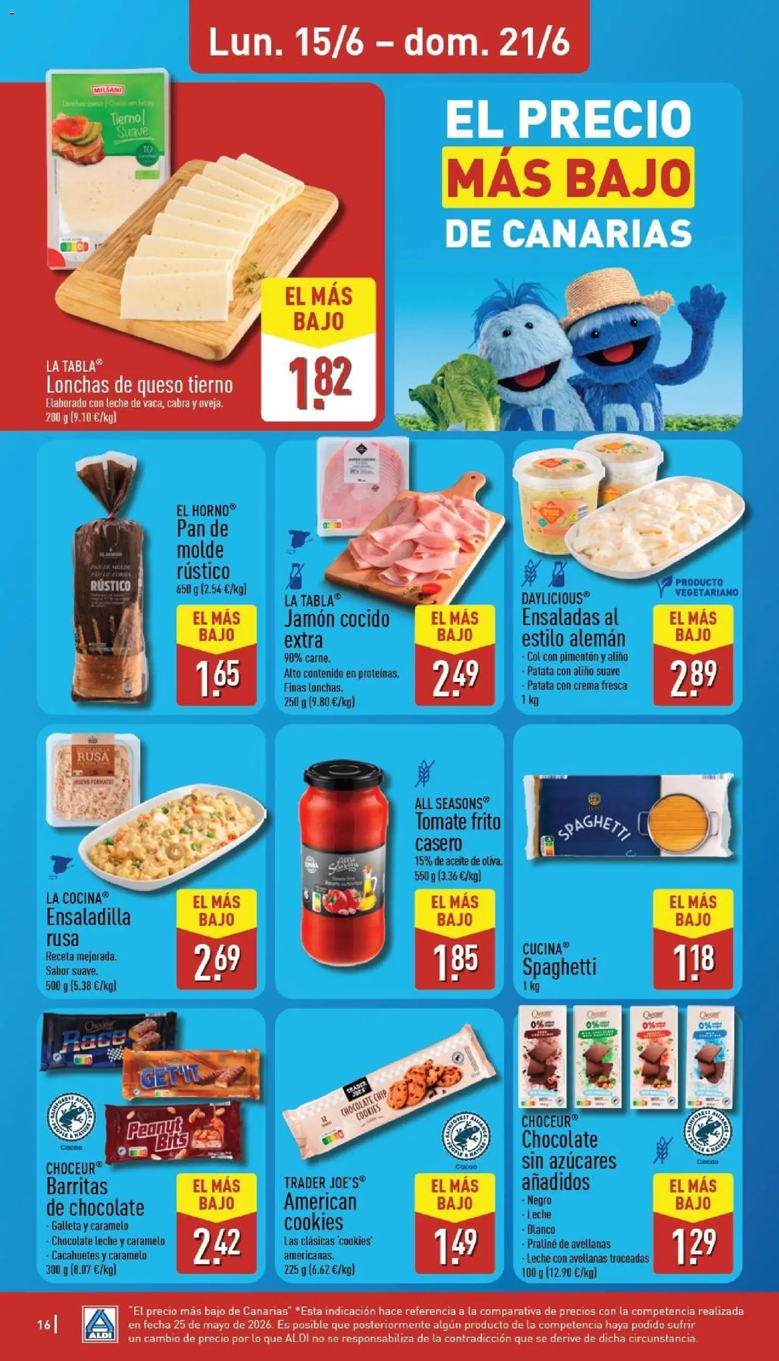 Aldi folleto Canarias │ válido desde el 15.06.2026 | Página: 16 | Productos: Ensaladilla, Queso, Aceite, Pan