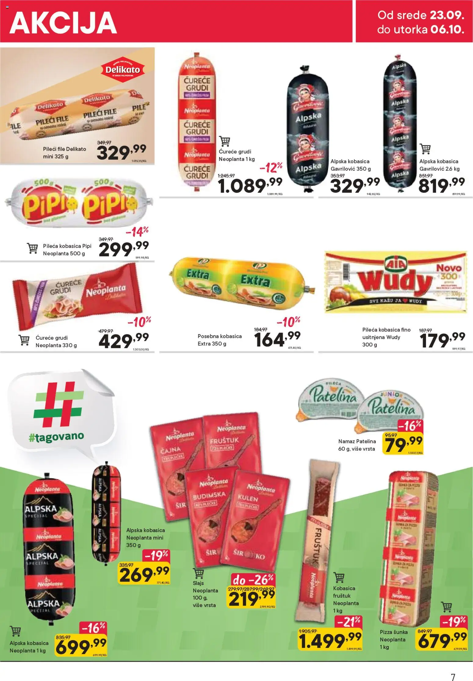 PerSu katalog - važi od 23.09.2026 | Strana: 7 | Proizvode: Namaz, Pile, Sir, Pizza šunka