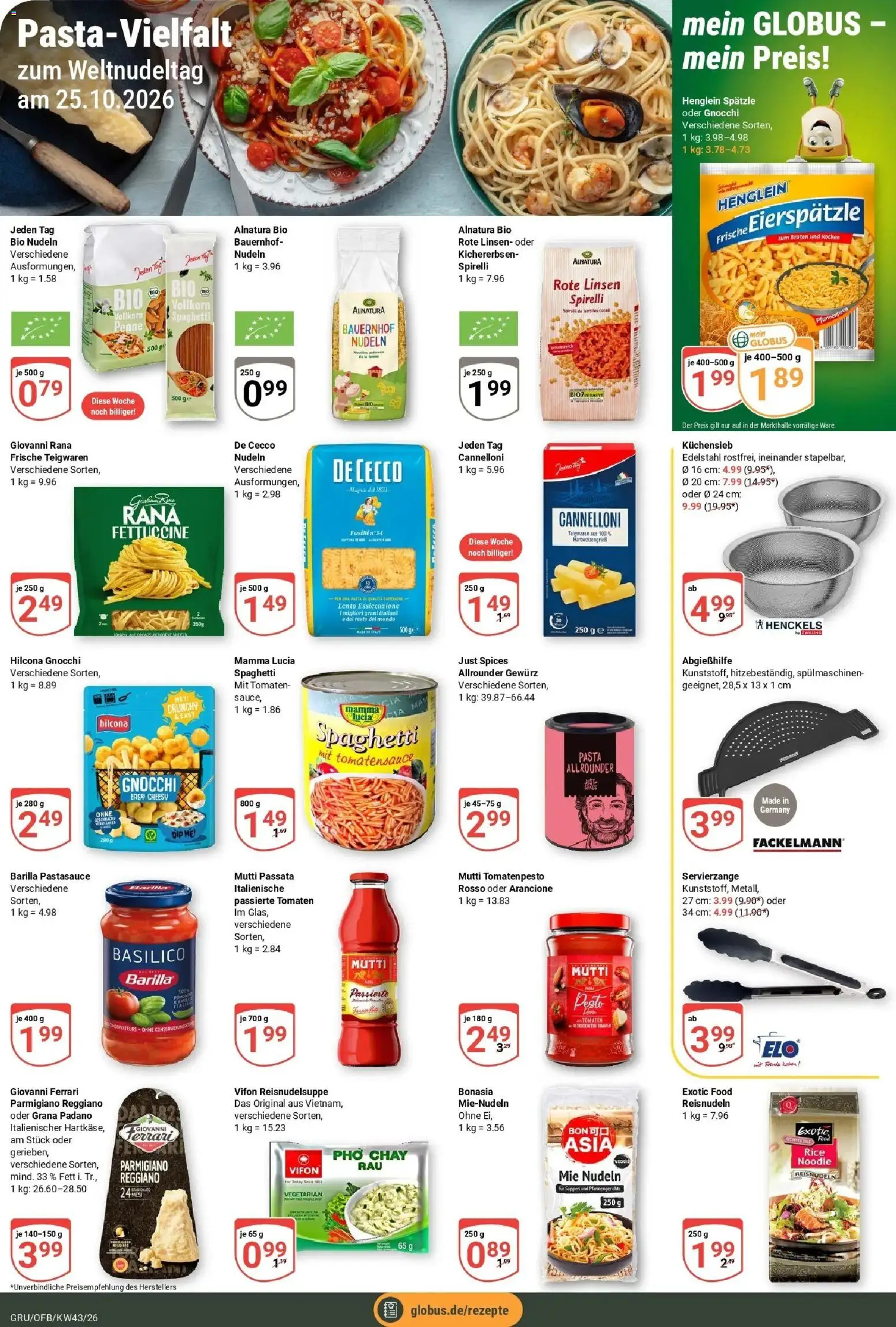Globus Prospekt Grünstadt (ab 19.10.2026) » Angebote online | Seite: 13 | Produkte: Grana Padano, Spaghetti, Pasta, Nudeln