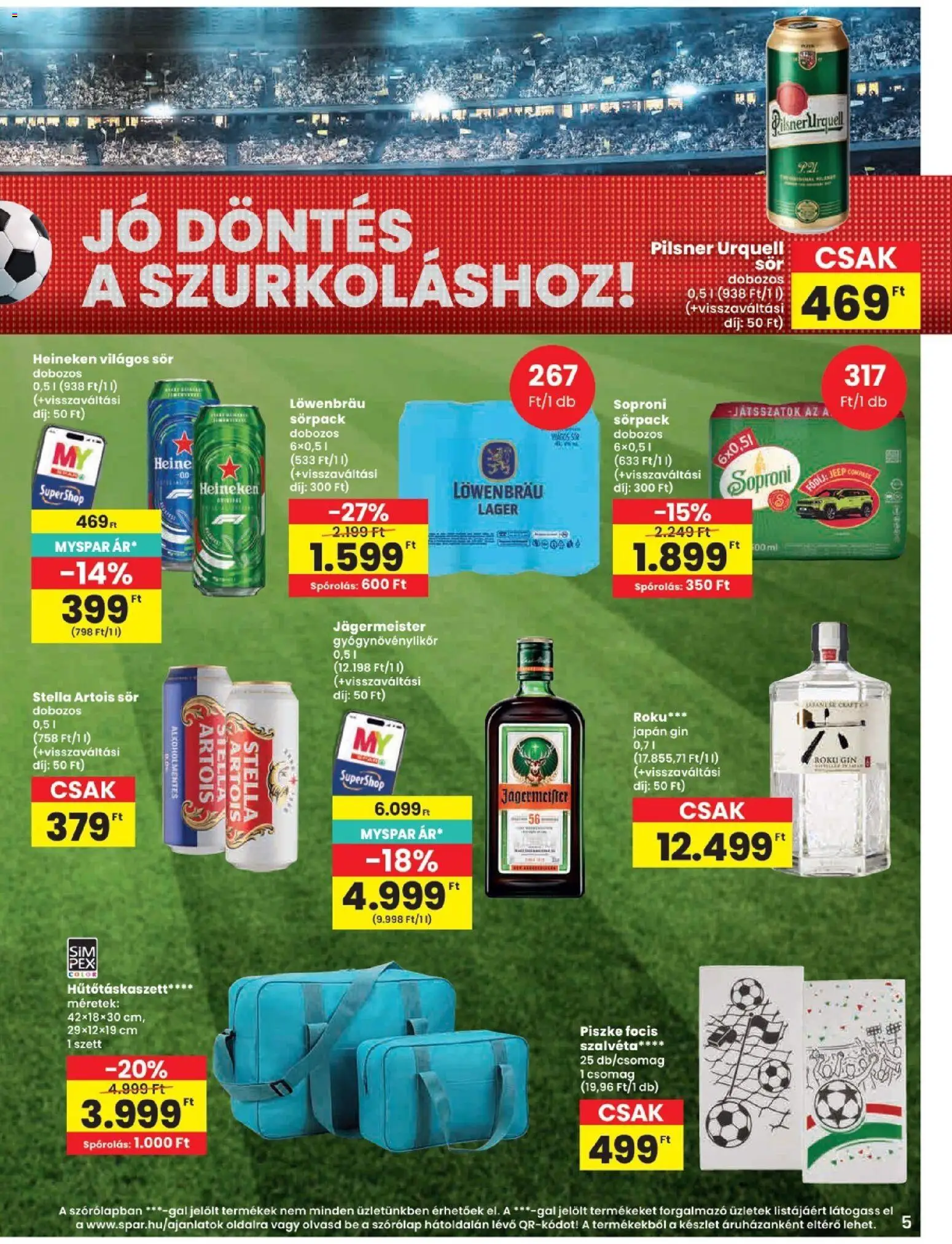 Spar akciós ujság - amely érvényes a következő dátumtól: 11.06.2026 | Oldal: 5 | Termékek: Jägermeister, Pilsner urquell, Sör, Gin