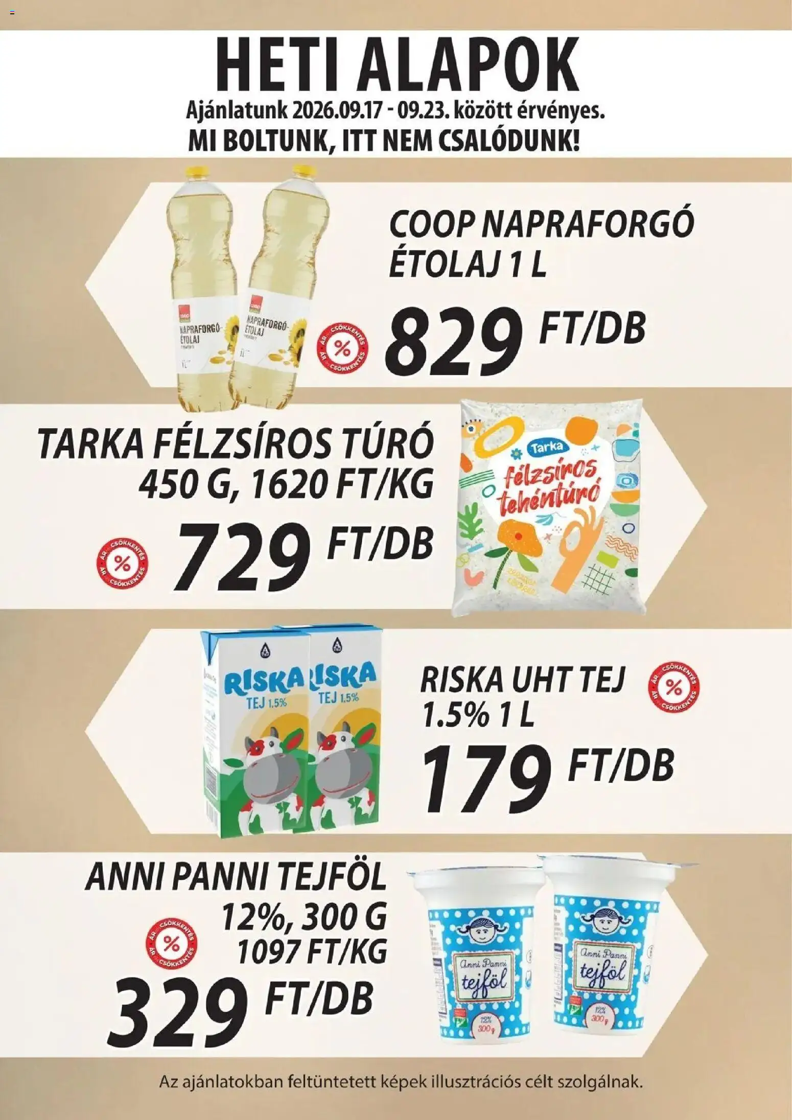 COOP Szolnok akciós újság Debrecen - 2026.09.17. -tól/töl > akció, lapozható szórólap 🛍️ | Oldal: 4 | Termékek: Napraforgó, Étolaj, Tehéntúró, Tejföl