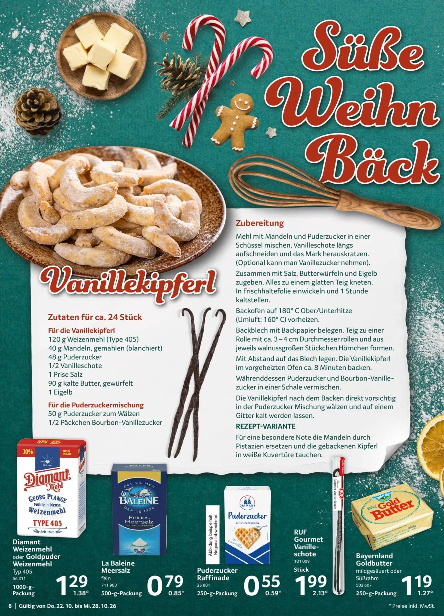Selgros Prospekt – gültig ab 22.10.2026 | Seite: 8 | Produkte: Butter, Weizenmehl, Salz, Zucker