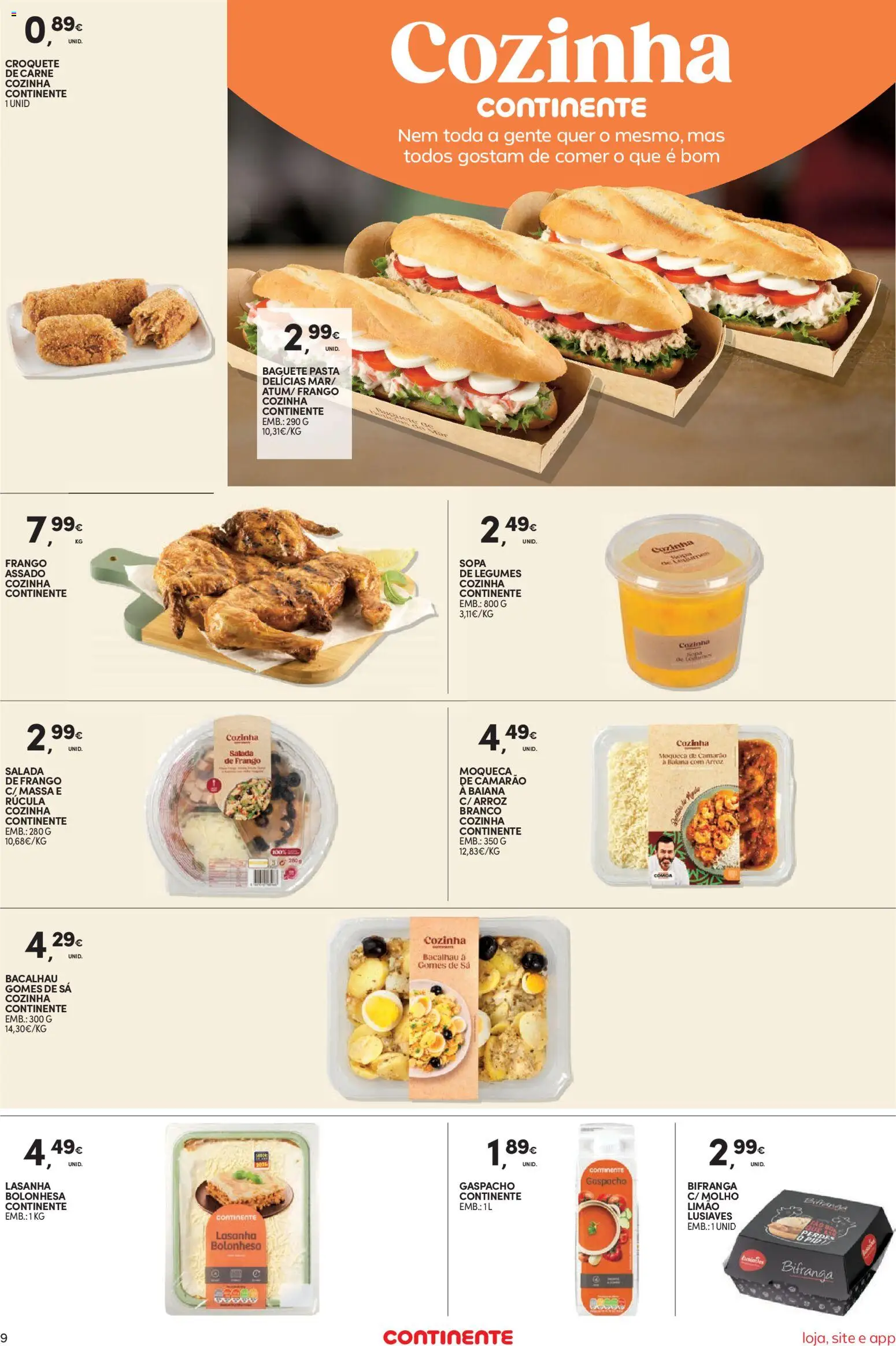 Continente Semanal Continente Bom Dia │ válido de 18/08/2026 | Página: 9 | Produtos: Lasanha, Arroz, Massa, Salada
