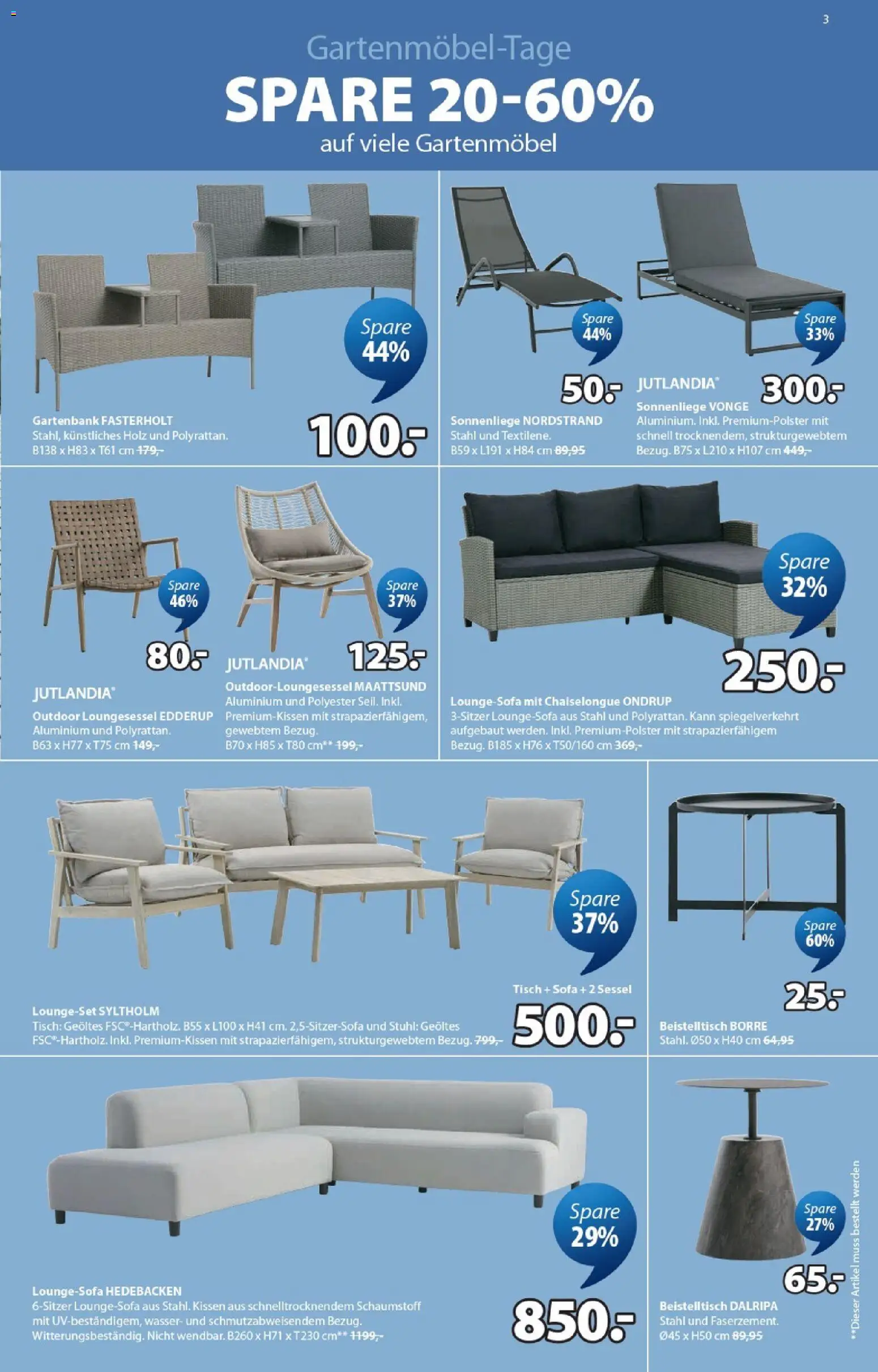 JYSK aktionen – gültig ab 28.04.2026 | Seite: 3 | Produkte: Sofa, Sessel, Gartenmöbel, Wasser