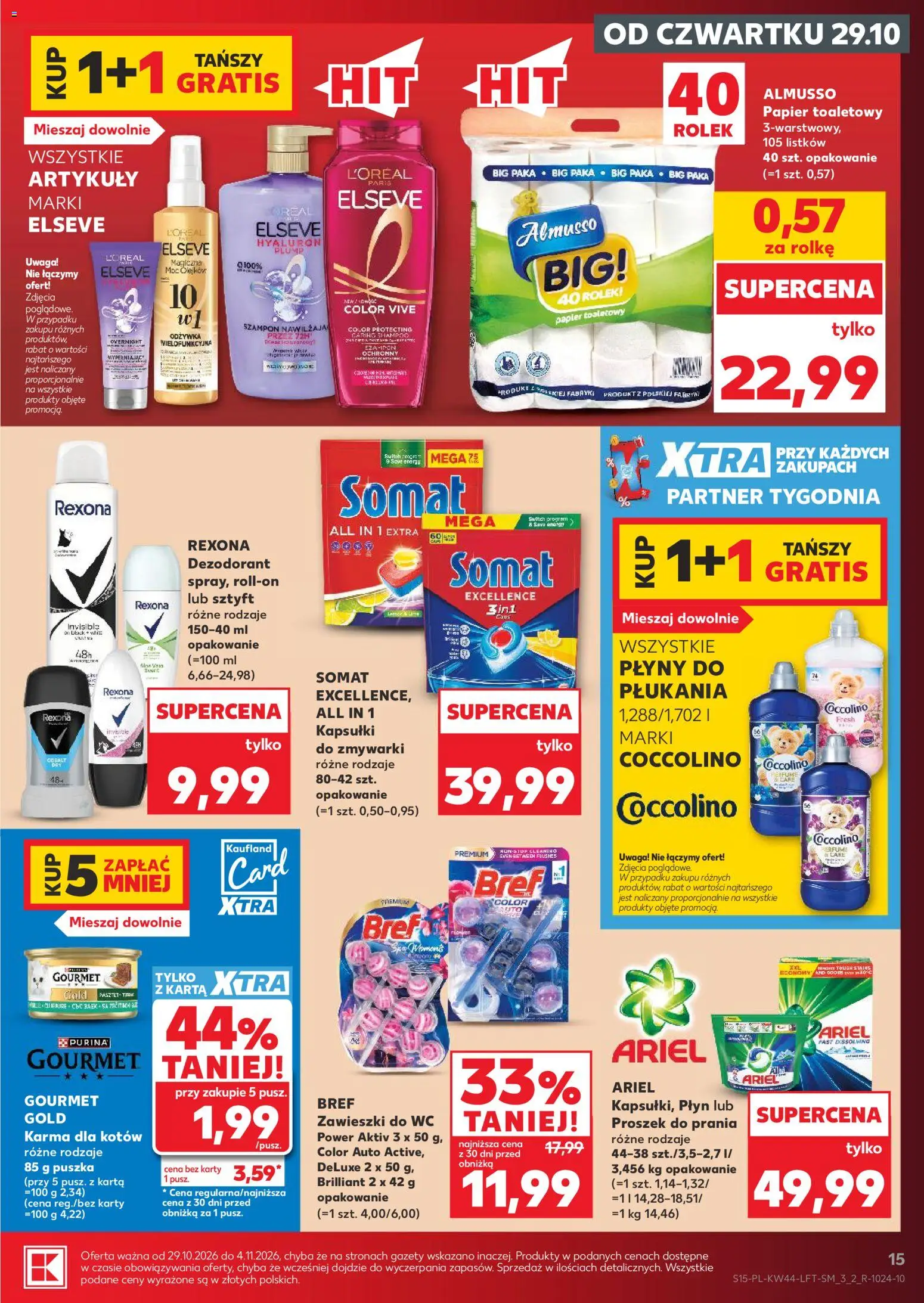 Kaufland gazetka od 29.10.2026 | Strona: 15 | Produkty: Karta, Coccolino, Karma dla kotów, Proszek do prania