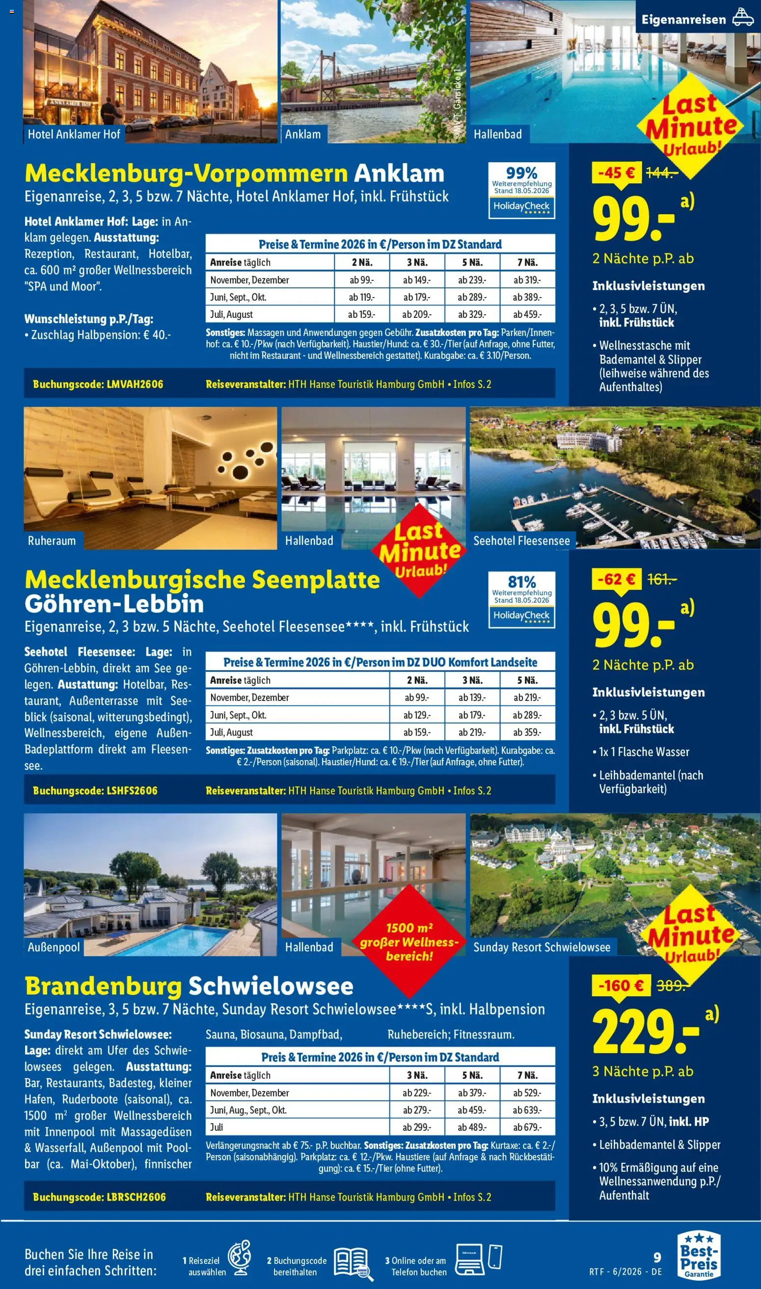 Lidl Reisen Reise-Highlights – gültig ab 13.06.2026 | Seite: 9 | Produkte: HP, Wasser, Bademantel, Telefon