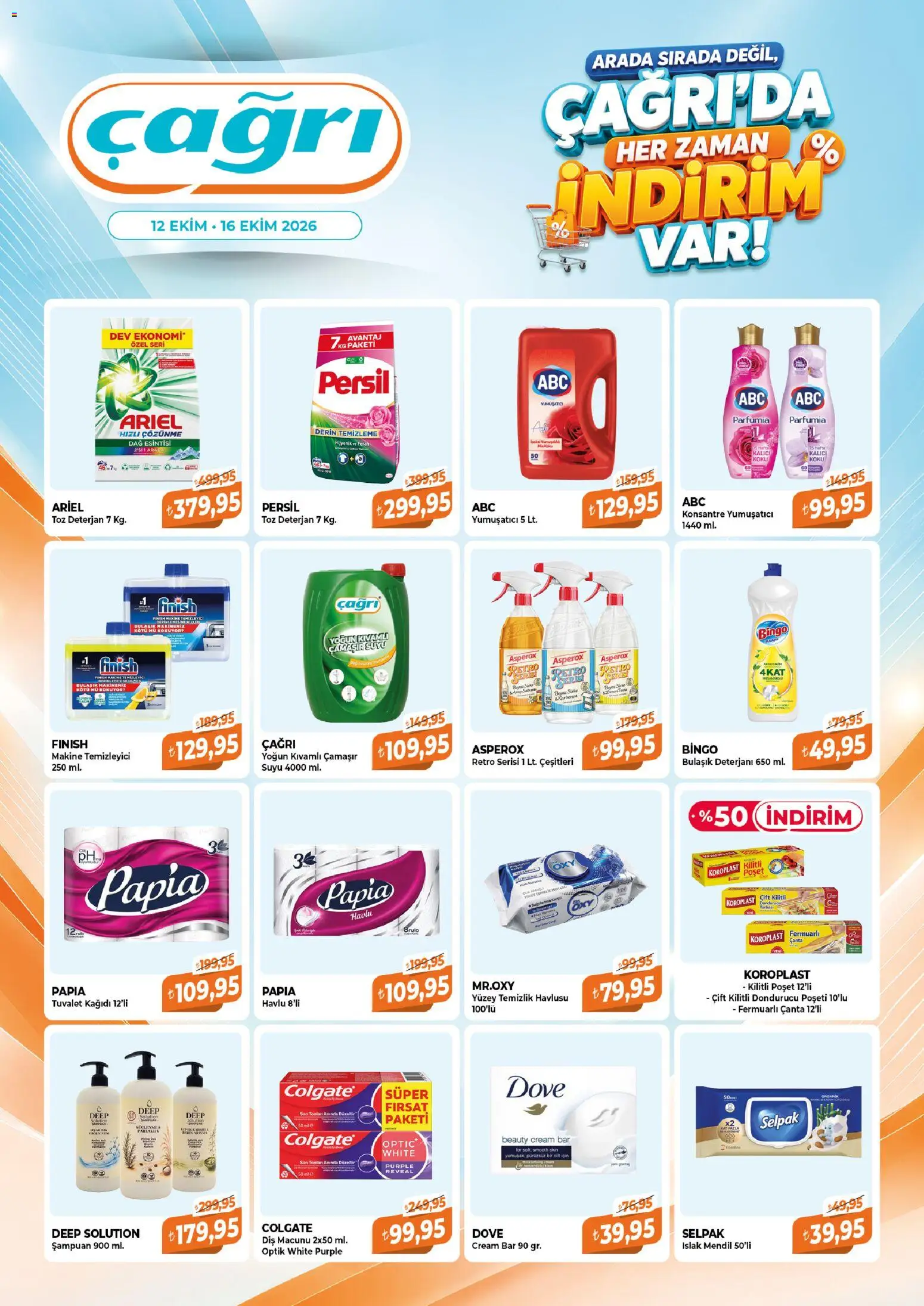 Çağrı Market - Çağrı'da Her Zaman İndirim Var - 12 Ekim 2026 tarihinden itibaren geçerlidir | Sayfa: 4 | Ürünler: Tuvalet, Diş macunu, Yumuşatıcı, Tuvalet kağıdı