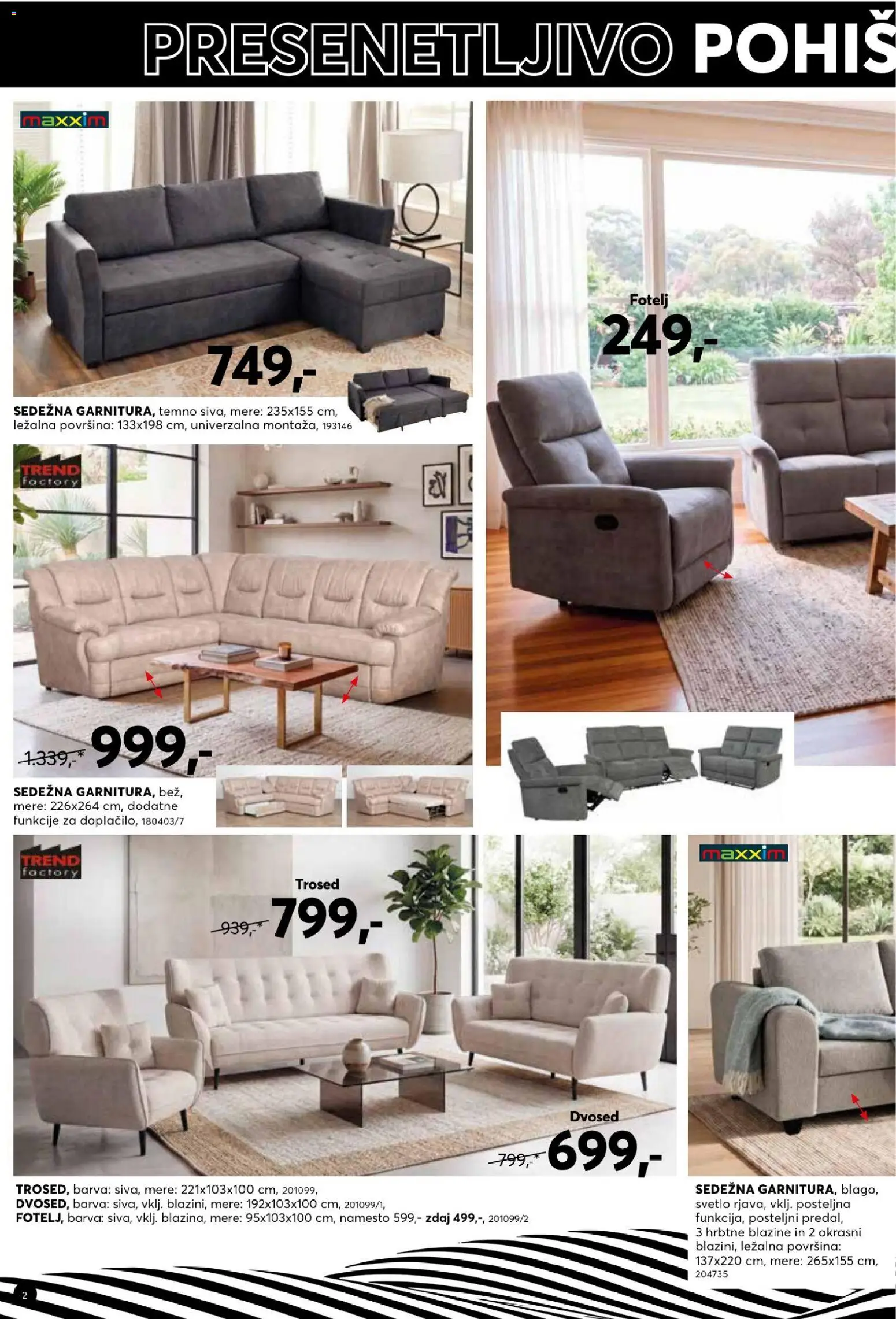 Novi Dipo katalog ponudbe – veljaven od 13.10.2026 | Stran: 2 | Izdelki: Trosed, Dvosed, Fotelj, Barva