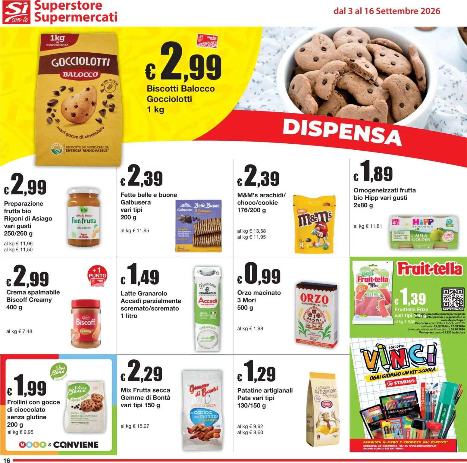 Volantino Sì con Te del 03/09/2026 | Pagina: 16 | Prodotti: Patatine, Latte, Macinato, Senza lattosio