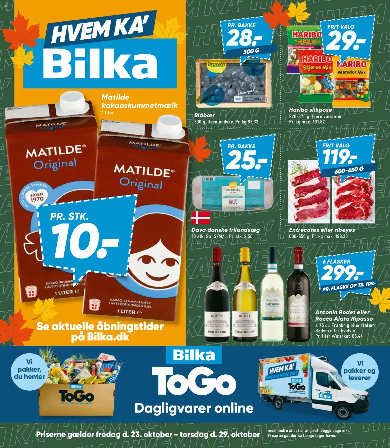 Bilka tilbudsavis – gyldig fra 23/10/2026 | Side: 1 | Produkter: Dagligvarer, Blåbær, Kakao, Rødvin