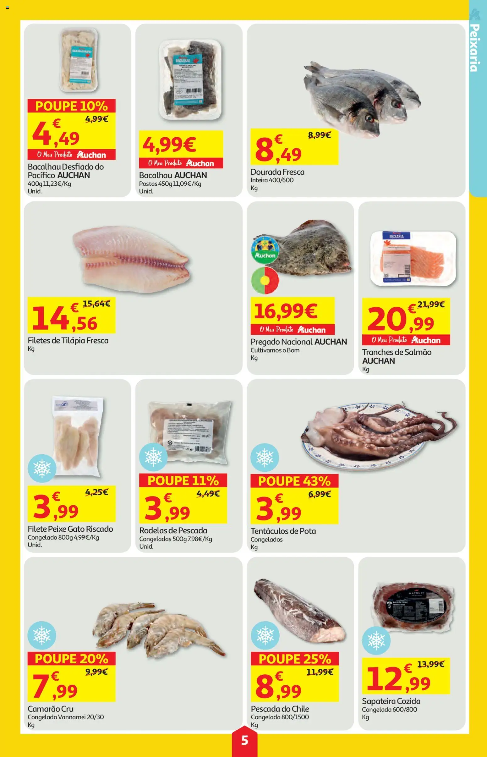 Auchan folheto │ válido de 11.06.2026 | Página: 5 | Produtos: Dourada, Pescada, Salmão, Peixe