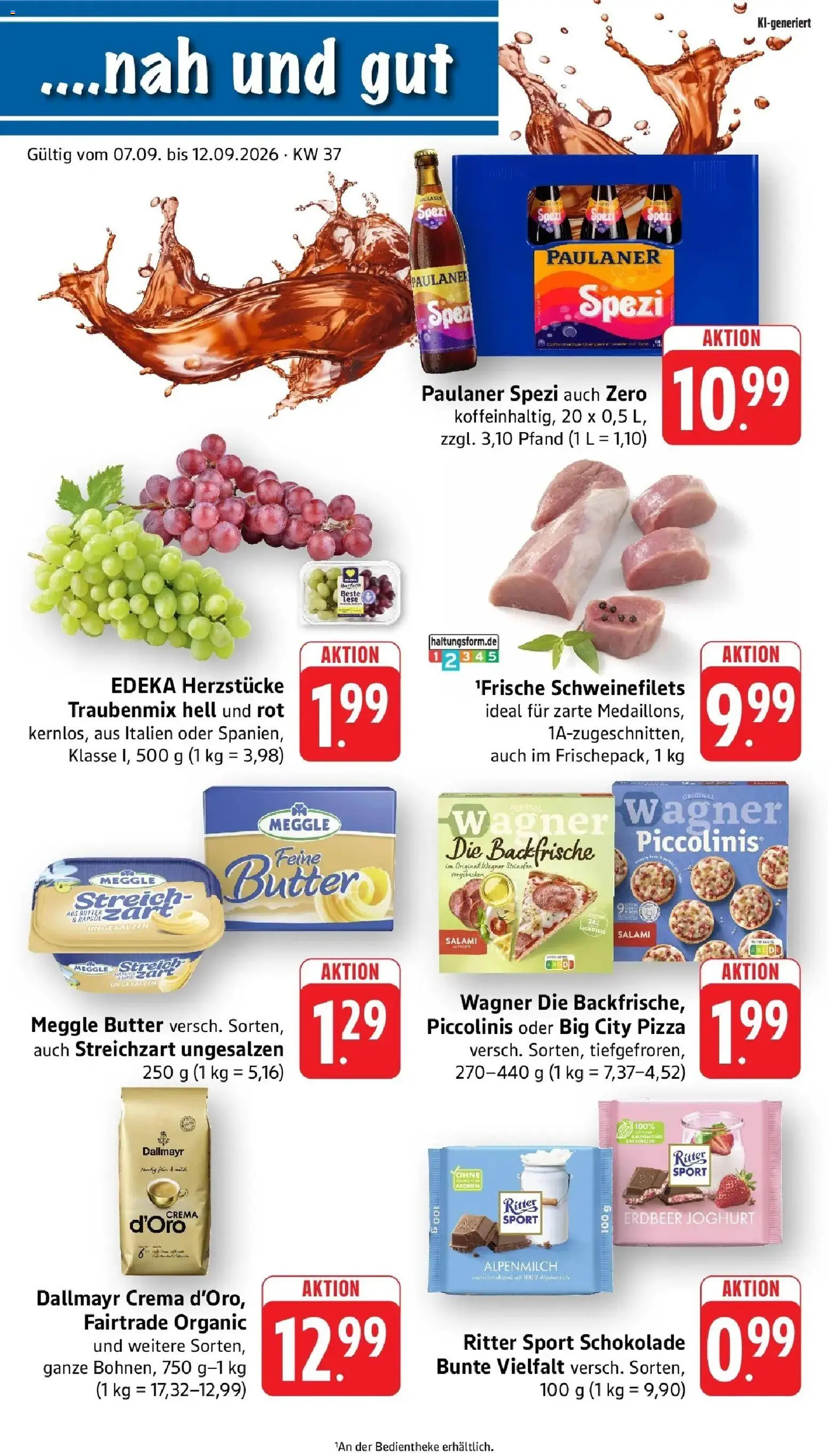 nah & gut Prospekt Offenburg-Zunsweier – gültig ab 07.09.2026 | Seite: 1 | Produkte: Joghurt, Paulaner spezi, Ritter sport, Piccolinis