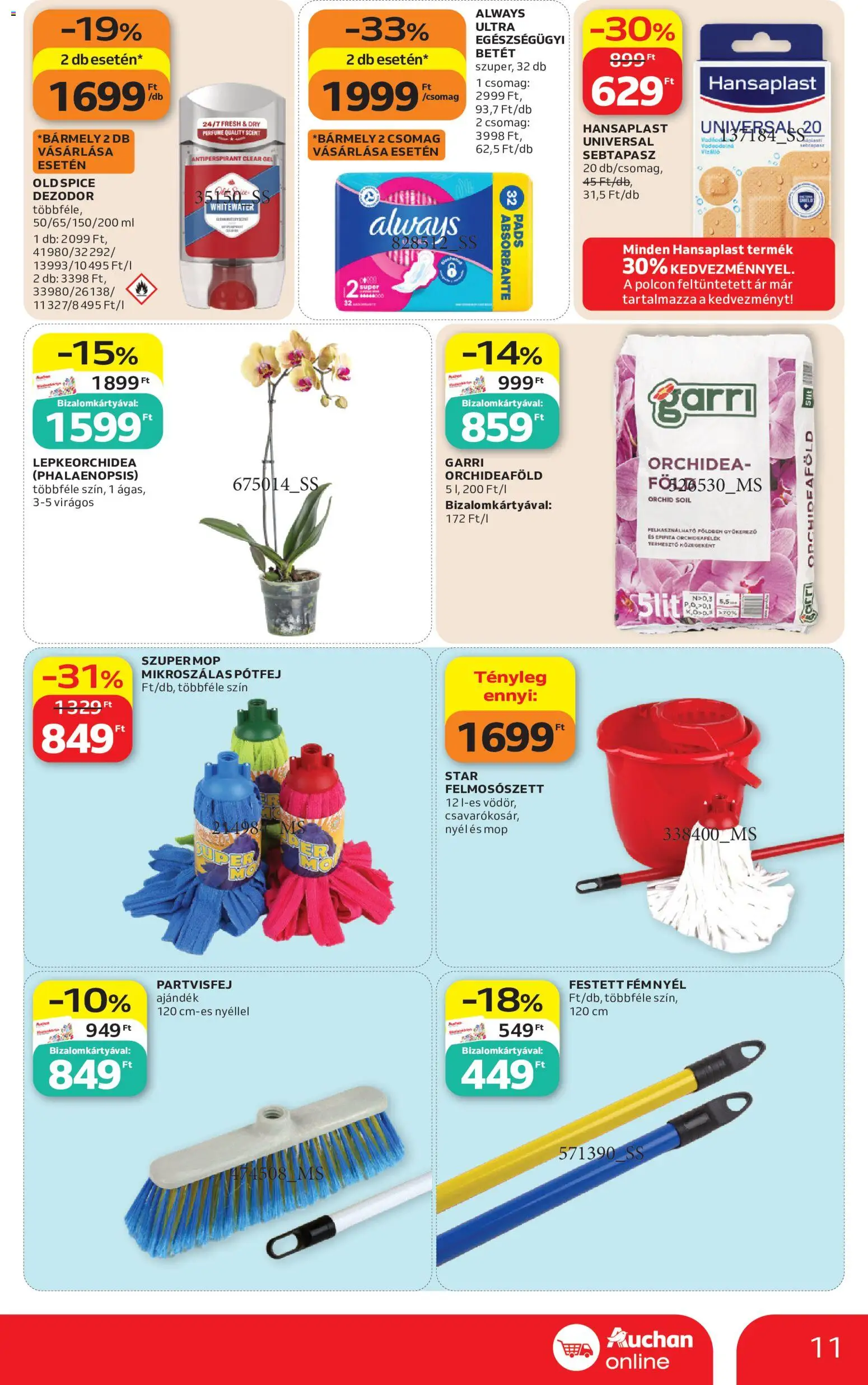 Auchan akciós ujság - amely érvényes a következő dátumtól: 2026.08.06. | Oldal: 11 | Termékek: Orchidea, Old spice, Sebtapasz, Dezodor