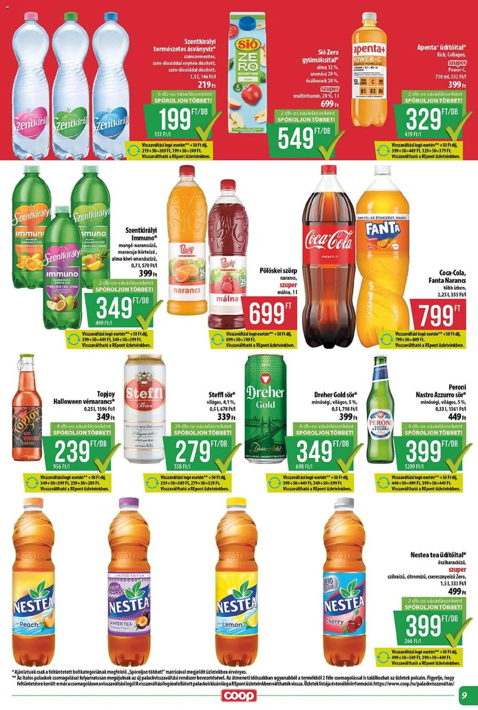 COOP akciós ujság - amely érvényes a következő dátumtól: 2026.10.15. | Oldal: 9 | Termékek: Körte, Szentkirályi, Nestea, Tea