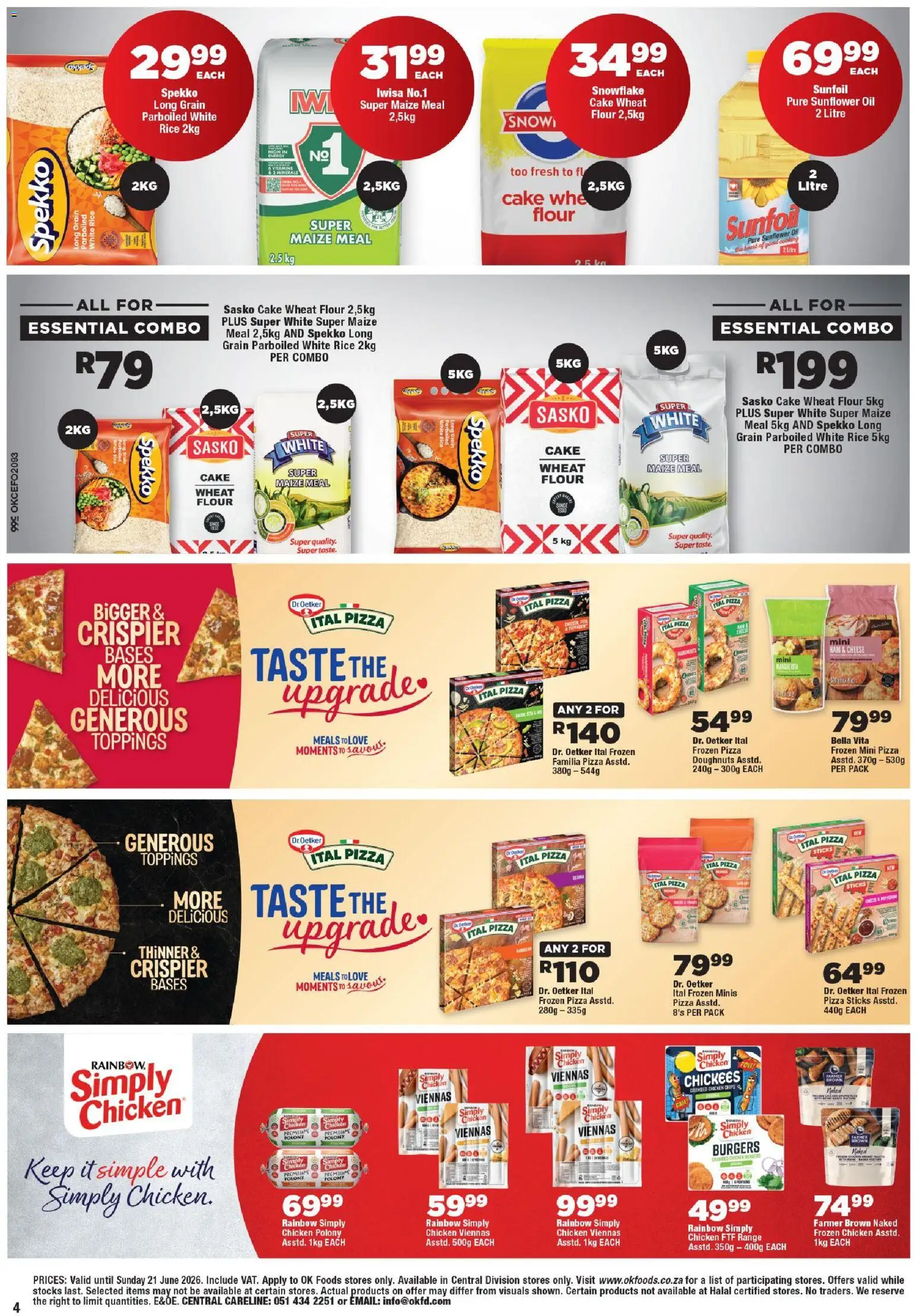 New OK Foods catalogue – valid from 10.06.2026 | Page: 4 | Products: Flour, Maize meal, Vitamins, Polony