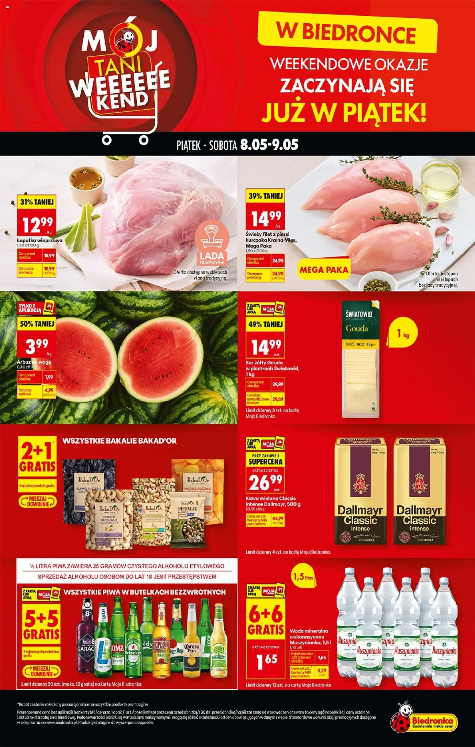 Biedronka Polsko leták - Tani weekend od 08.05.2026 | Strana: 1 | Produkty: Gouda, Lopatka, Filet, Karty