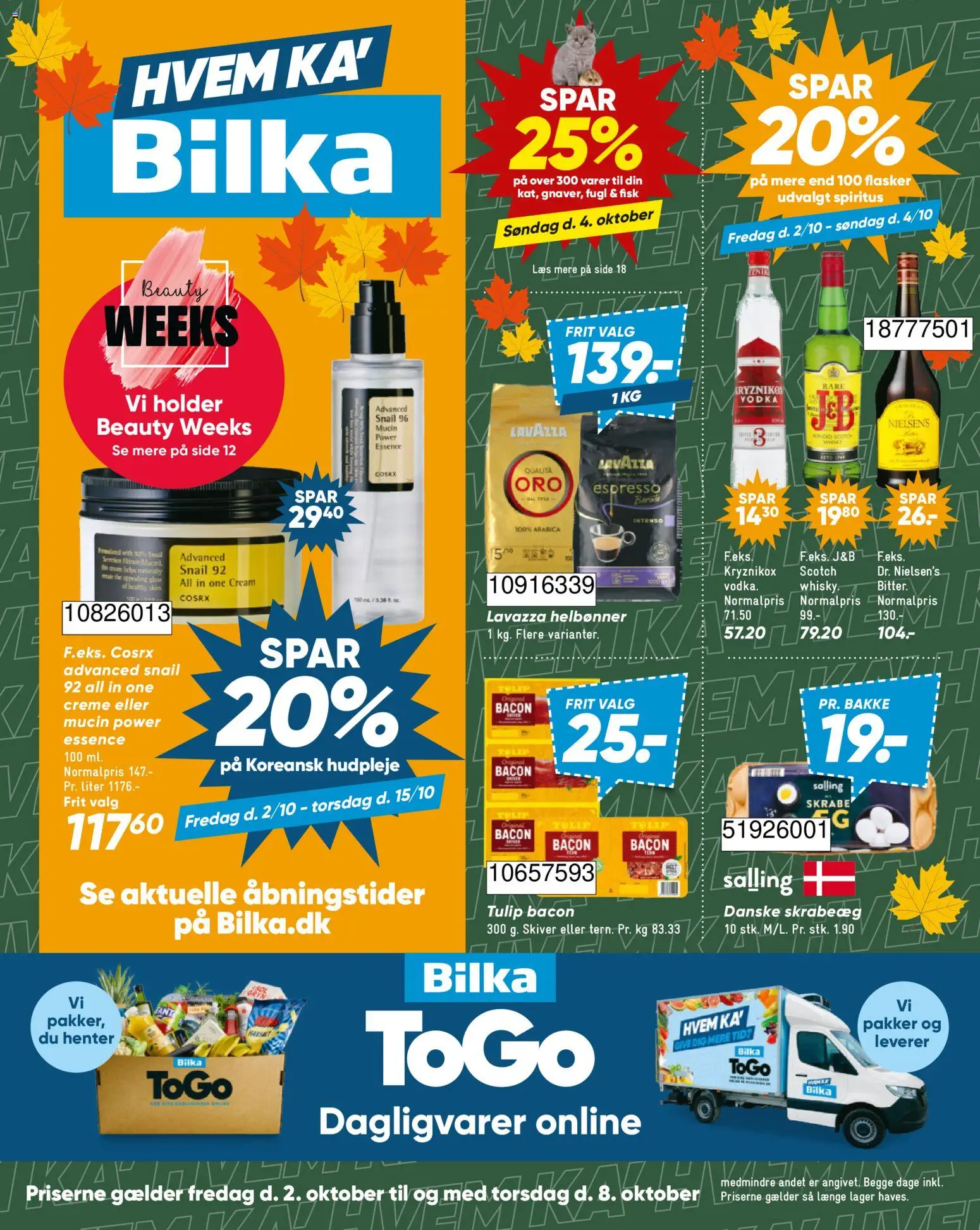 Bilka tilbudsavis – gyldig fra 02/10/2026 | Side: 1 | Produkter: Fisk, Vodka, Whisky, Bacon