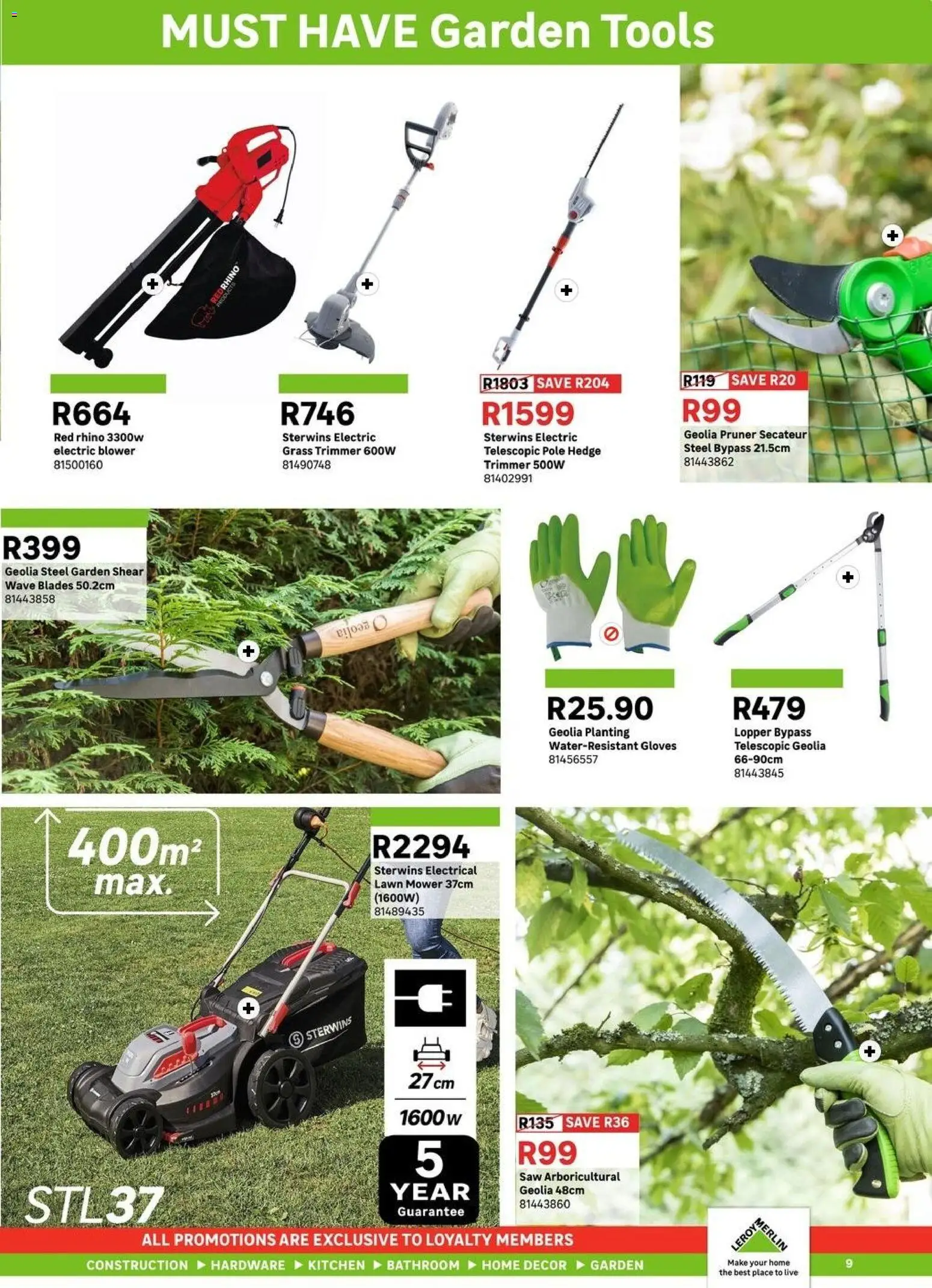 New Leroy Merlin catalogue – valid from 24/09/2026 | Page: 9 | Products: Gloves, Mower
