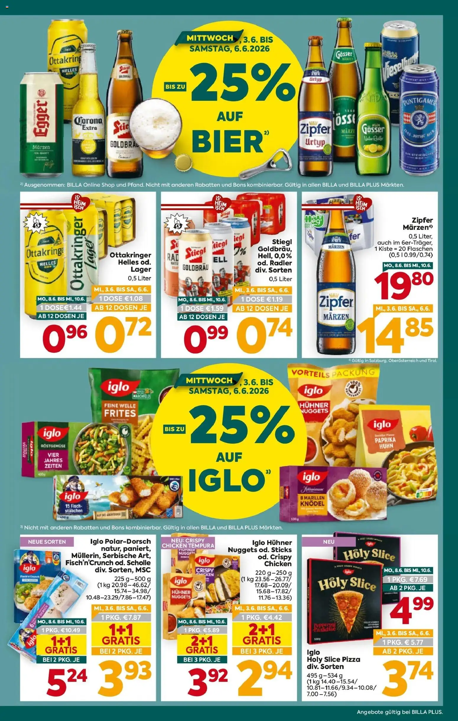 Billa Plus Flugblatt - Salzburg gültig ab 03.06.2026 | Seite: 3 | Produkte: Pizza, Bier, Fisch