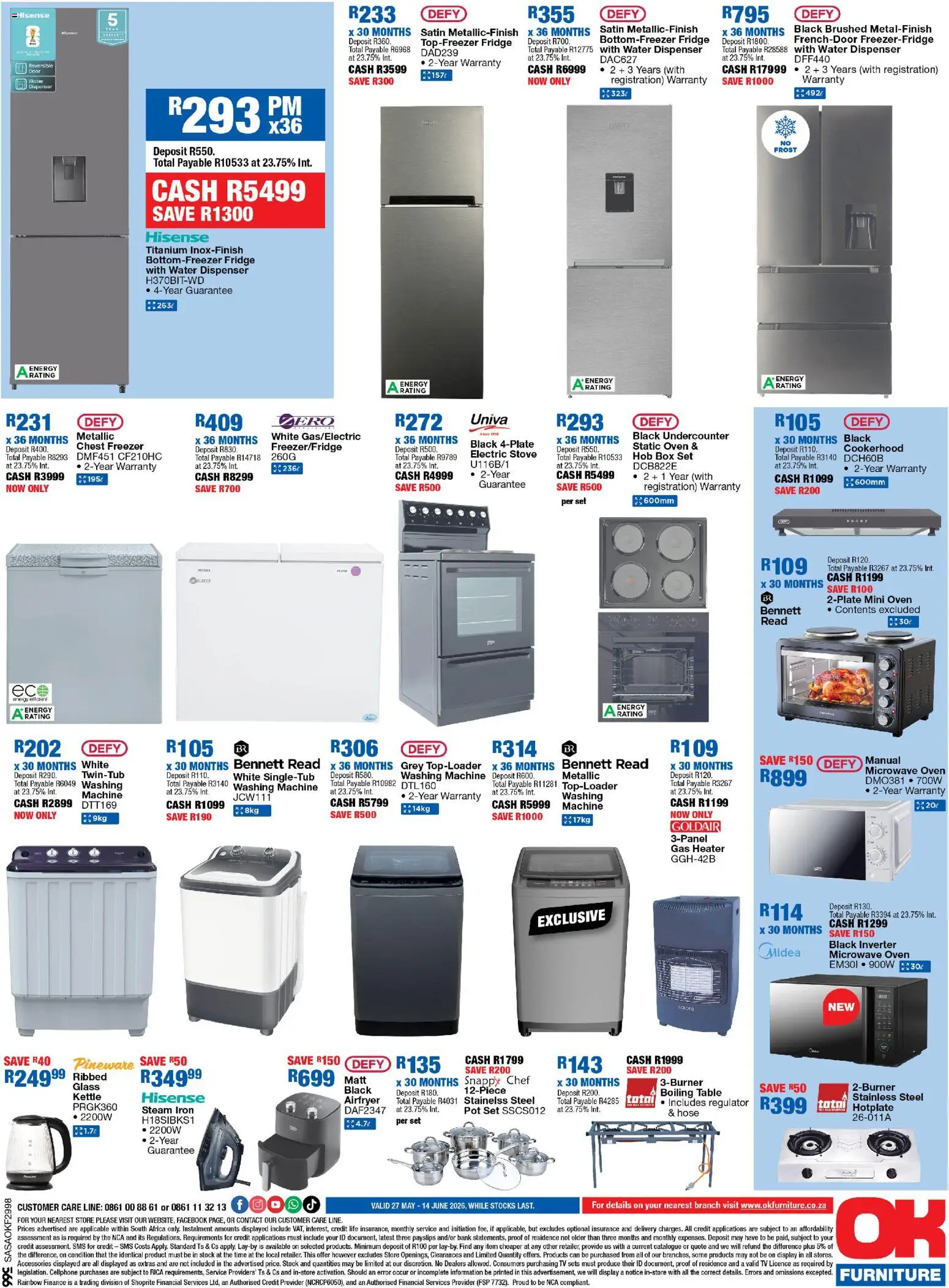 New OK Furniture catalogue – valid from 27.05.2026 | Page: 4 | Products: Table, Fridge, Microwave, Chest freezer