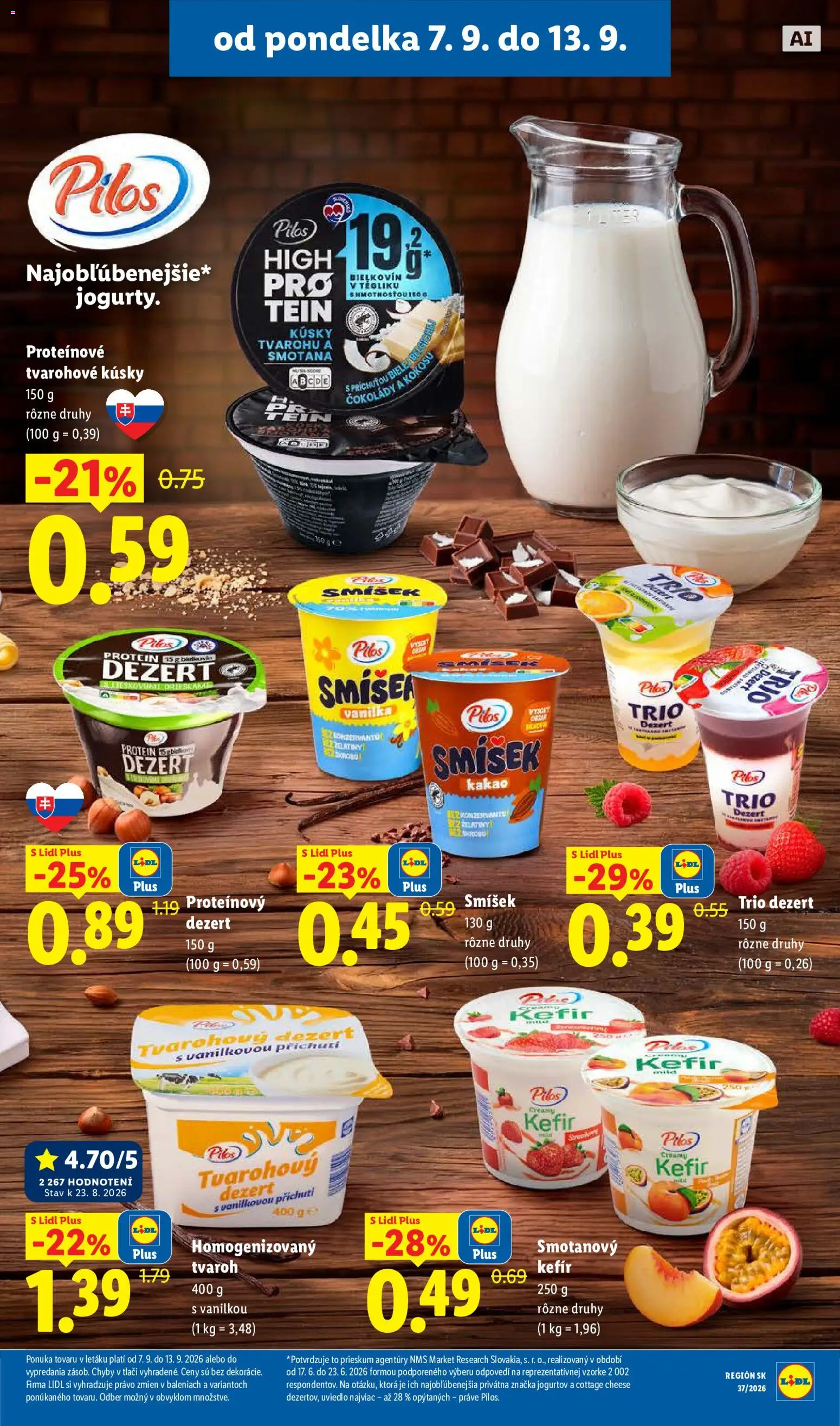 Nové Lidl akcie – leták je platný od 07.09.2026 | Strana: 9 | Produkty: Smotana, Cottage cheese, Dezert, Kefír