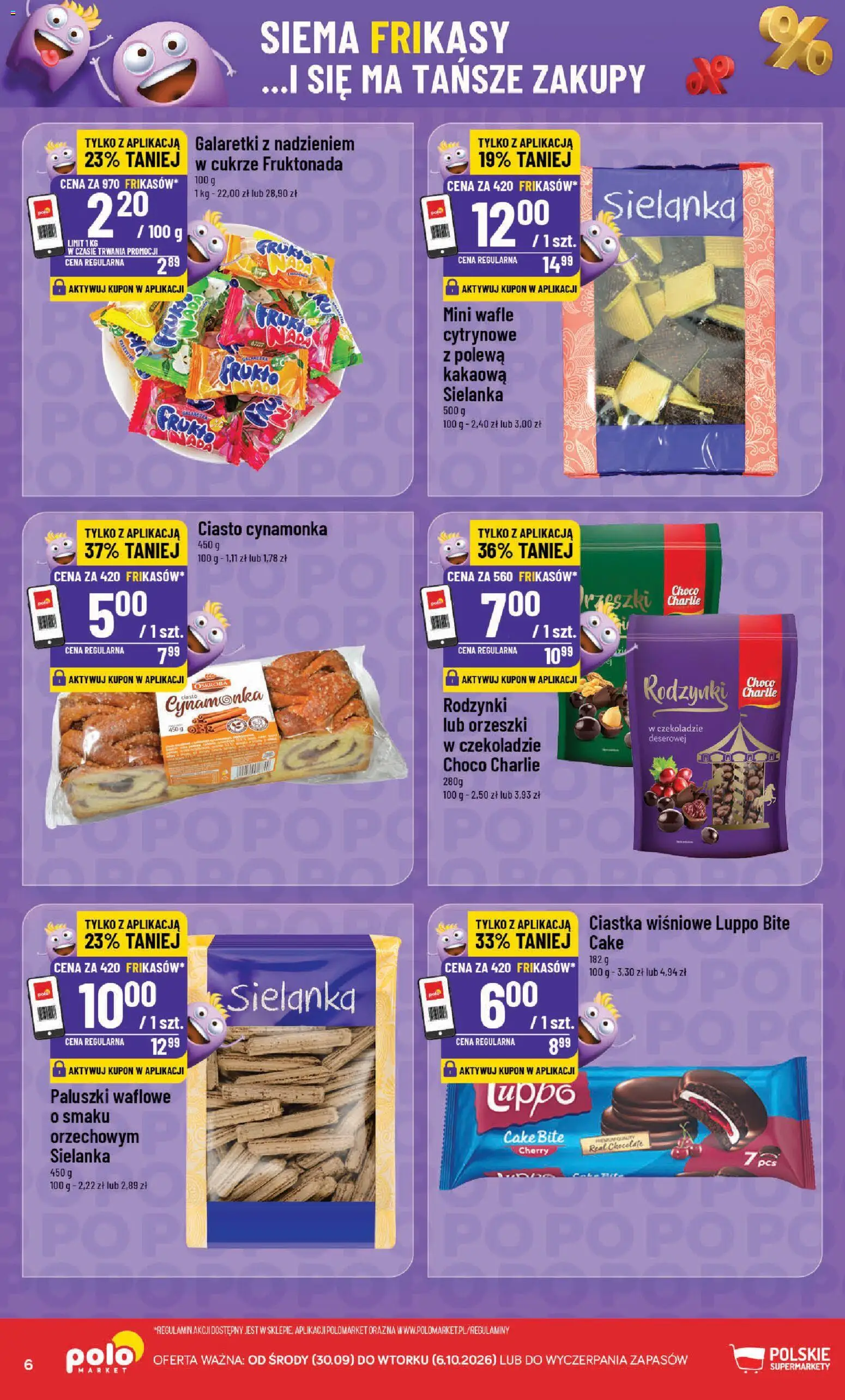 POLOmarket gazetka - Frikasowe Hity od 30.09.2026 | Strona: 6 | Produkty: Galaretki, Wafle, Paluszki, Rodzynki
