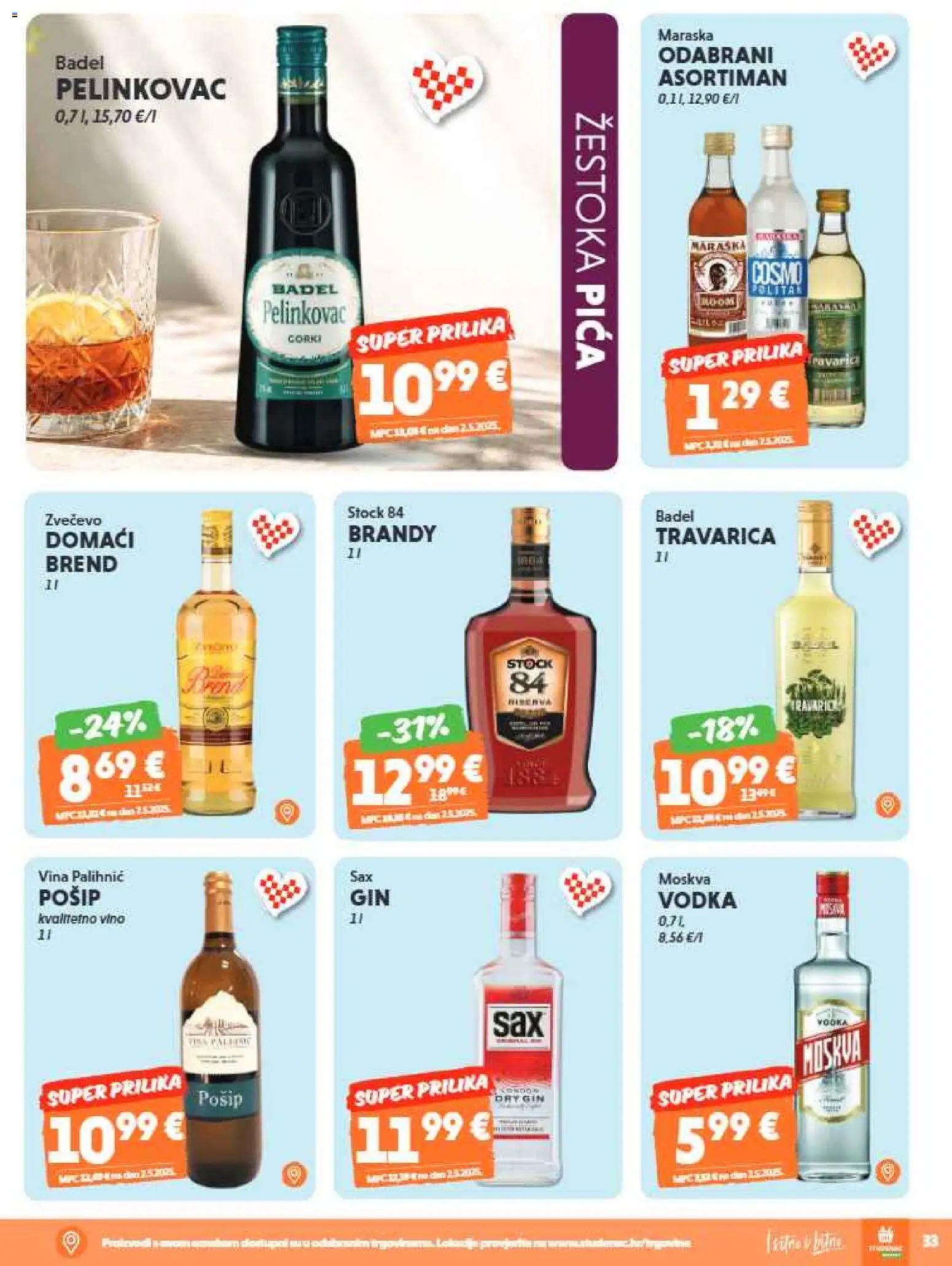 Studenac katalog | vrijedi od 29.07.2026 | Stranica: 33 | Proizvodi: Pica, Vino, Badel, Vodka