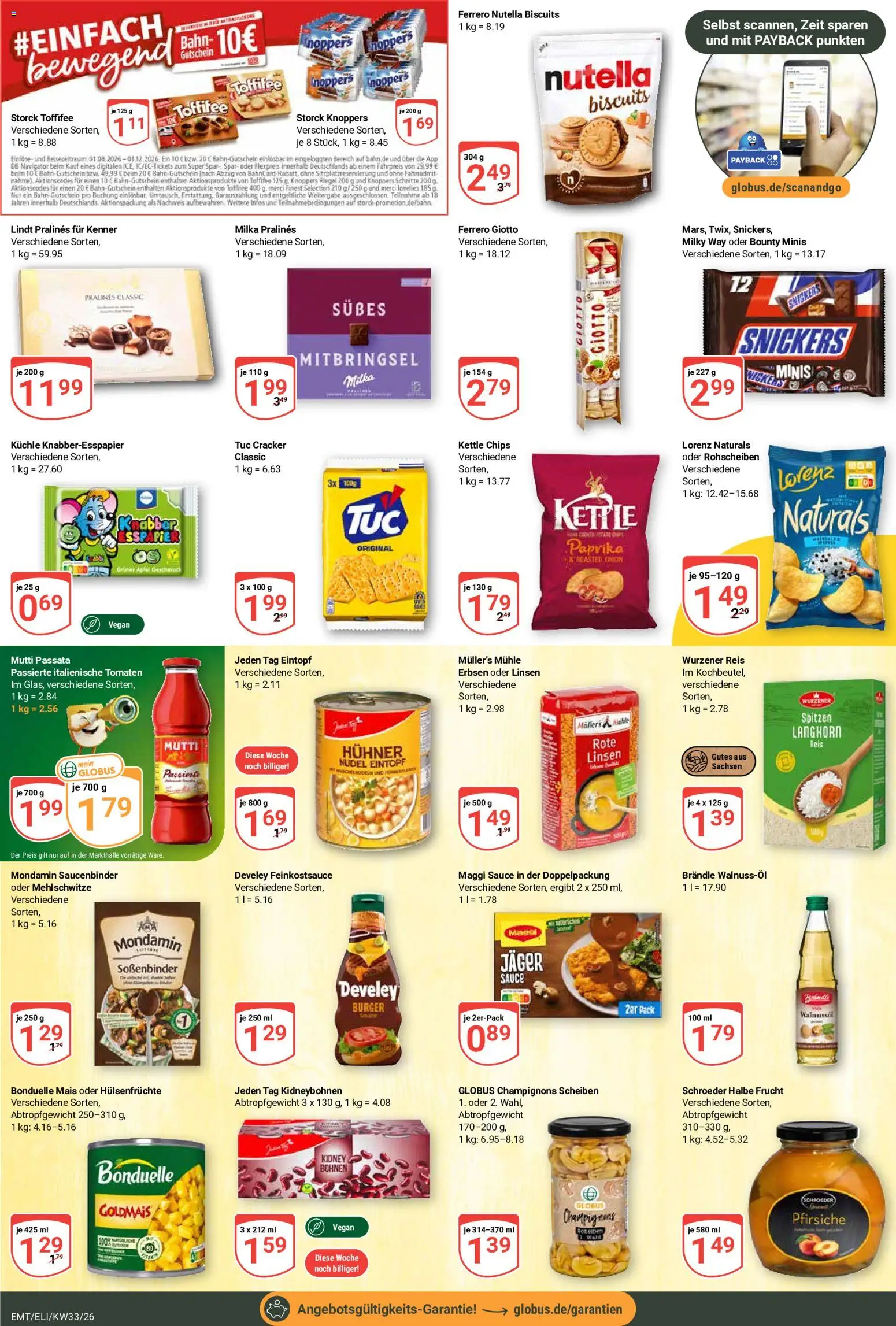 Globus Prospekt Erfurt – gültig ab 10.08.2026 | Seite: 18 | Produkte: Paprika, Toffifee, Reis, Chips