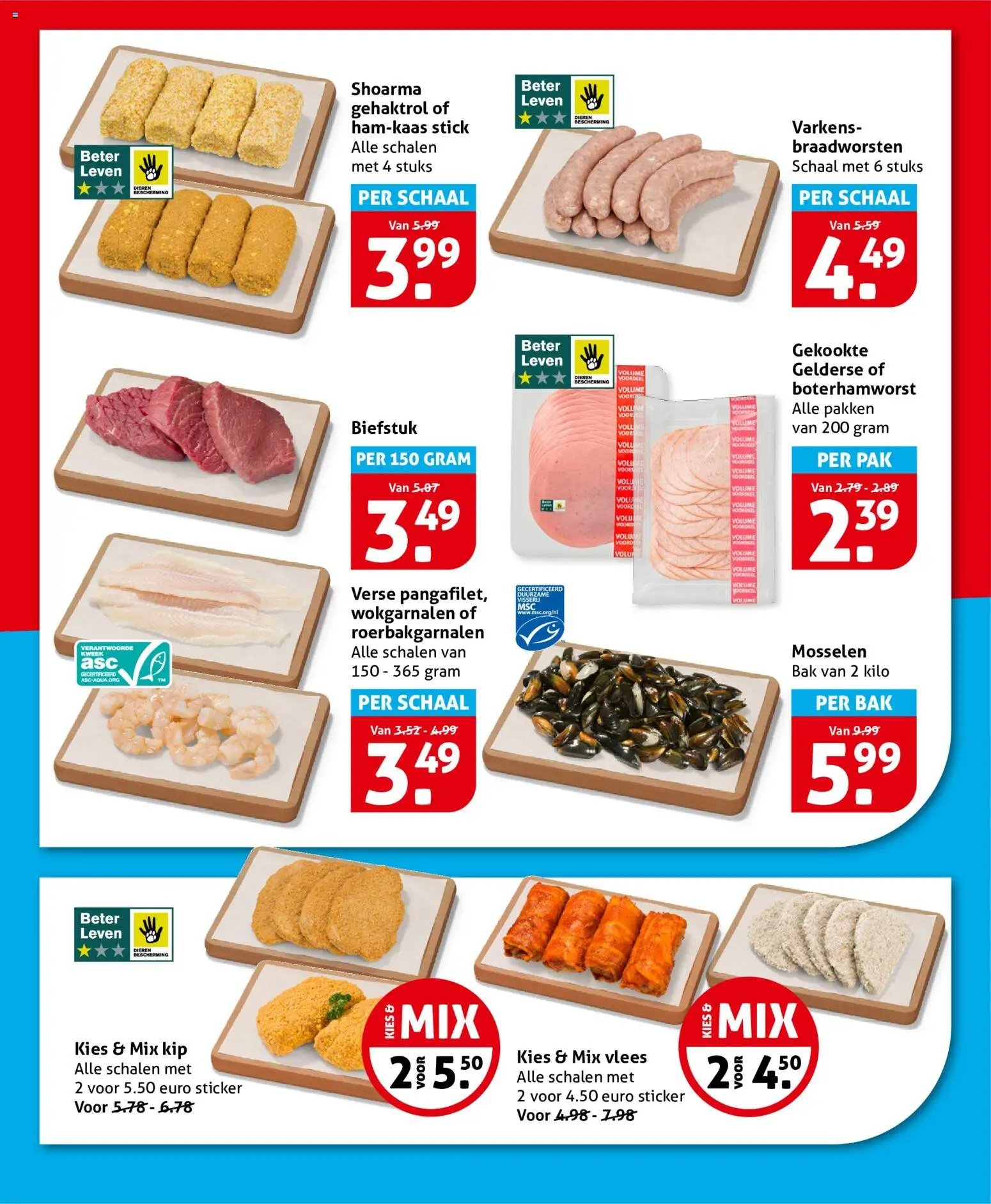 {H1} | Pagina: 18 | Producten: Biefstuk, Schaal, Mosselen, Kip
