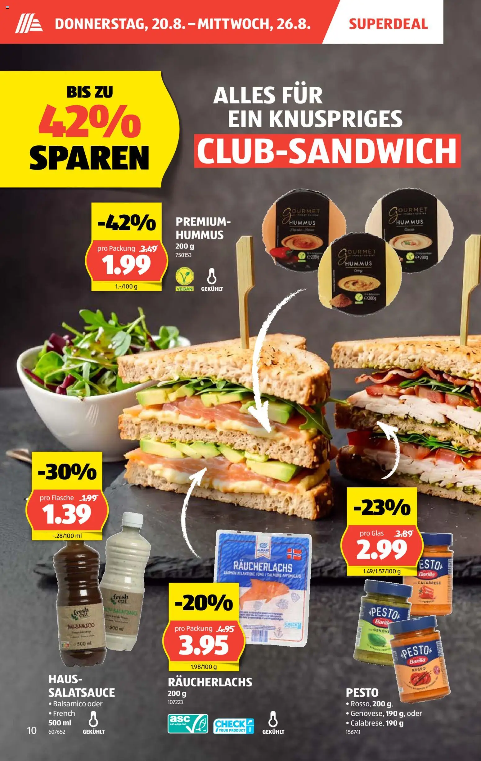 Aldi aktionen – gültig ab 20.08.2026 | Seite: 10 | Produkte: Barilla, Balsamico, Dressing, Räucherlachs