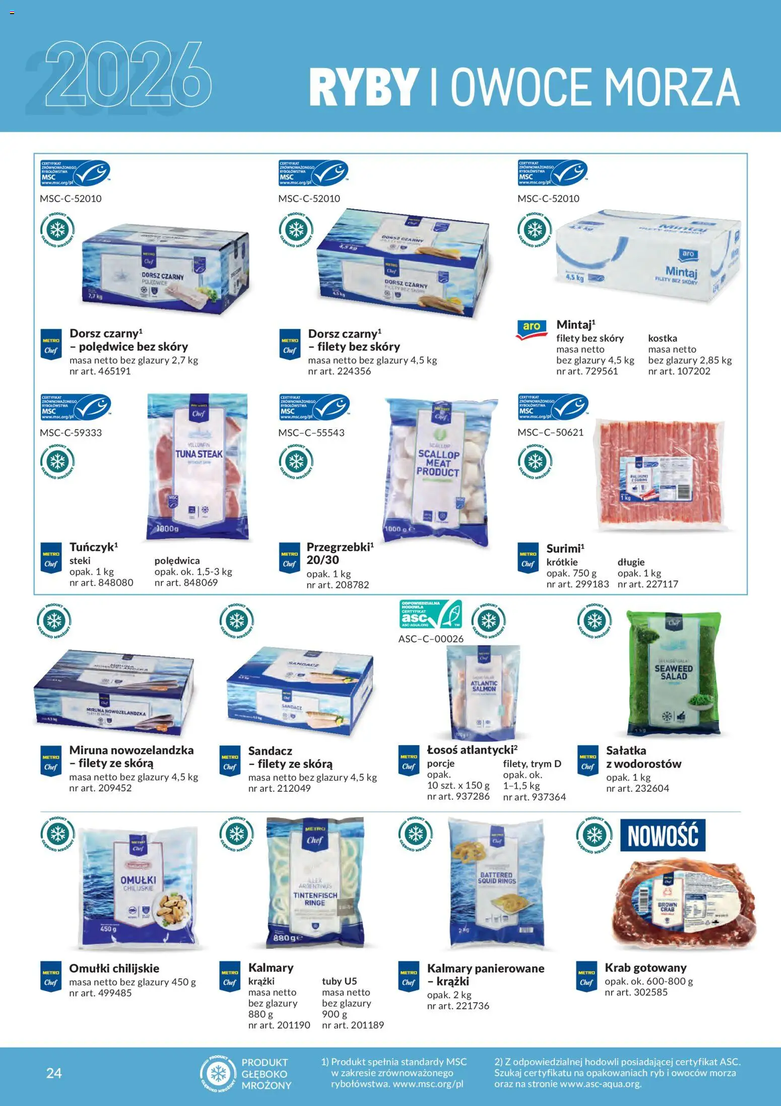 Makro gazetka - Produktów marek własnych dla profesjonalnej Gastronomii od 01.03.2026 | Strona: 24 | Produkty: Steki, Miruna, Mintaj, Łosoś