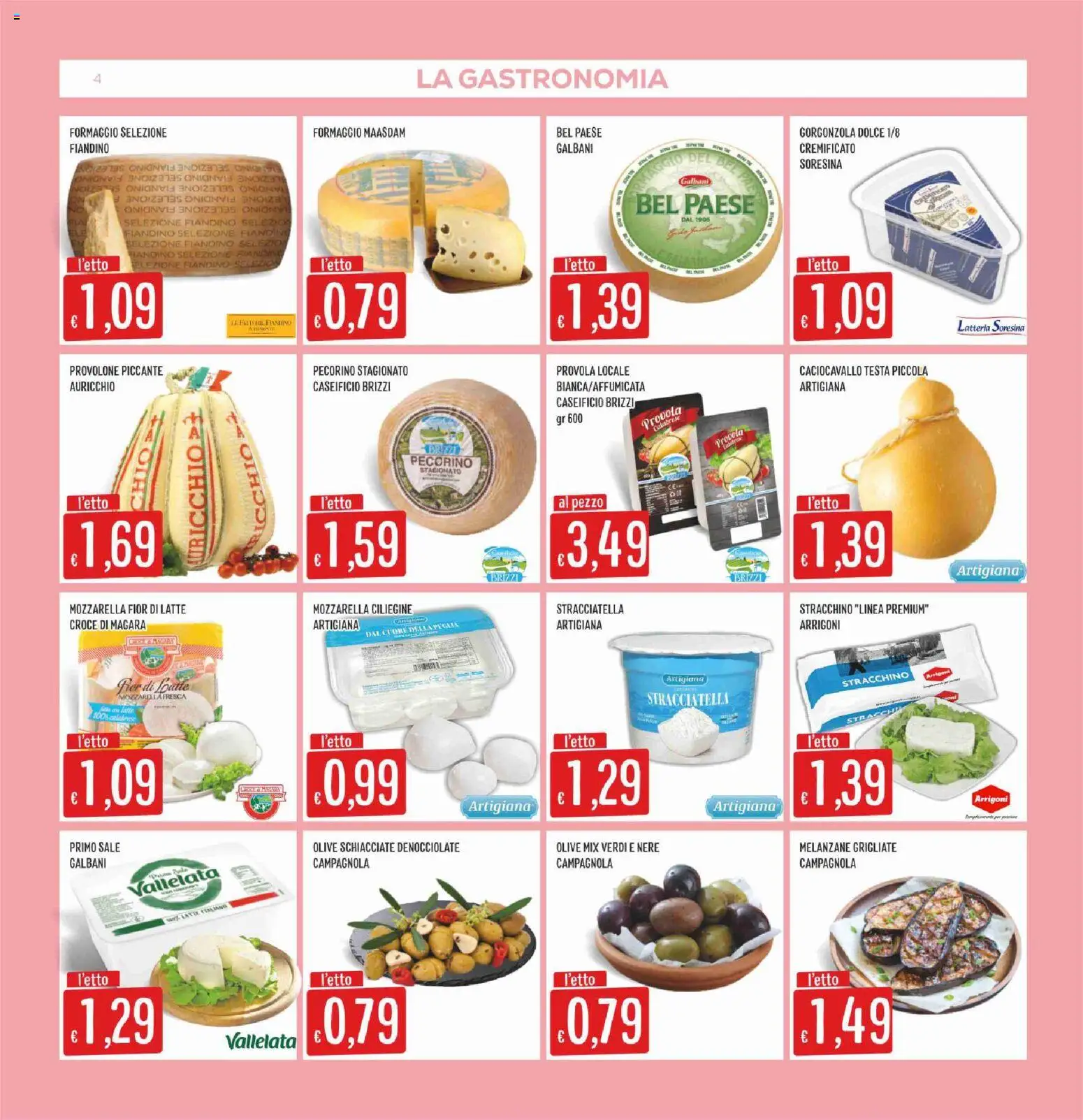 Volantino SISA del 23/07/2026 | Pagina: 4 | Prodotti: Provolone, Mozzarella, Provola, Melanzane