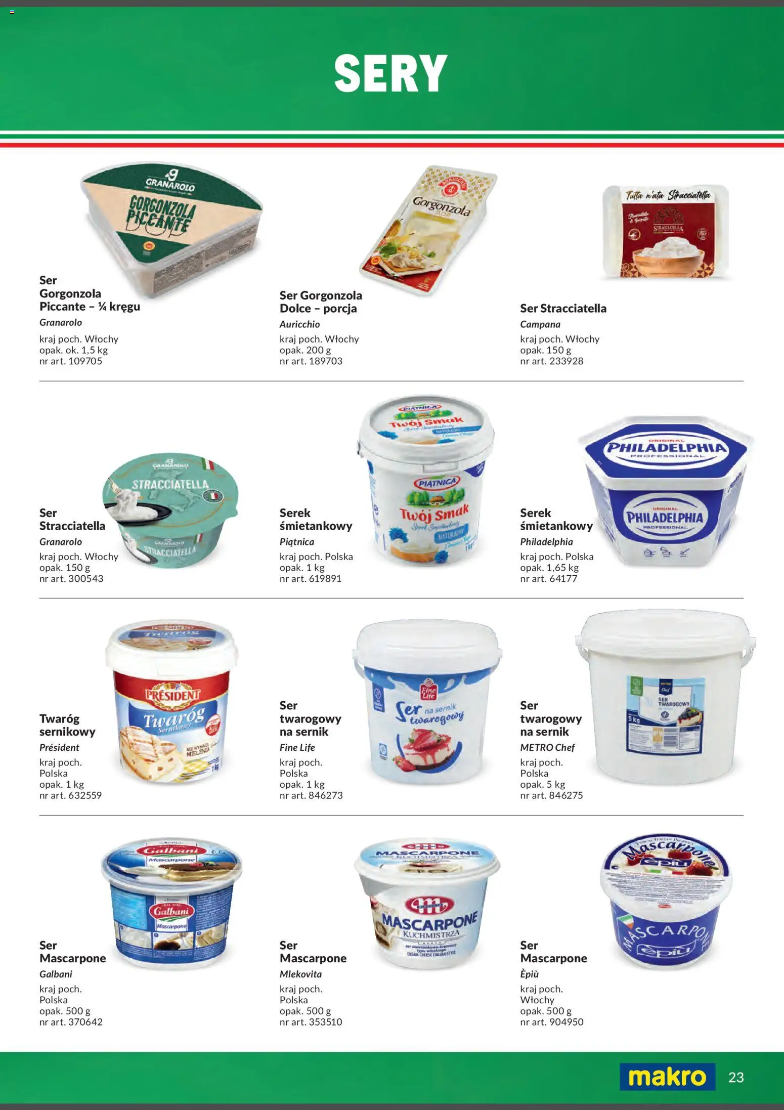 Makro Gazetka - Italia od 01.02.2026 | Strona: 23 | Produkty: Cream cheese, Sery, Ser, Ser gorgonzola