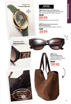 Pogląd oferty "Oriflame Katalog 13 2026" - ważna od 09.09.2026 | Strona: 23 | Produkty: Zegarek, Okulary, Torba, Okulary przeciwsłoneczne