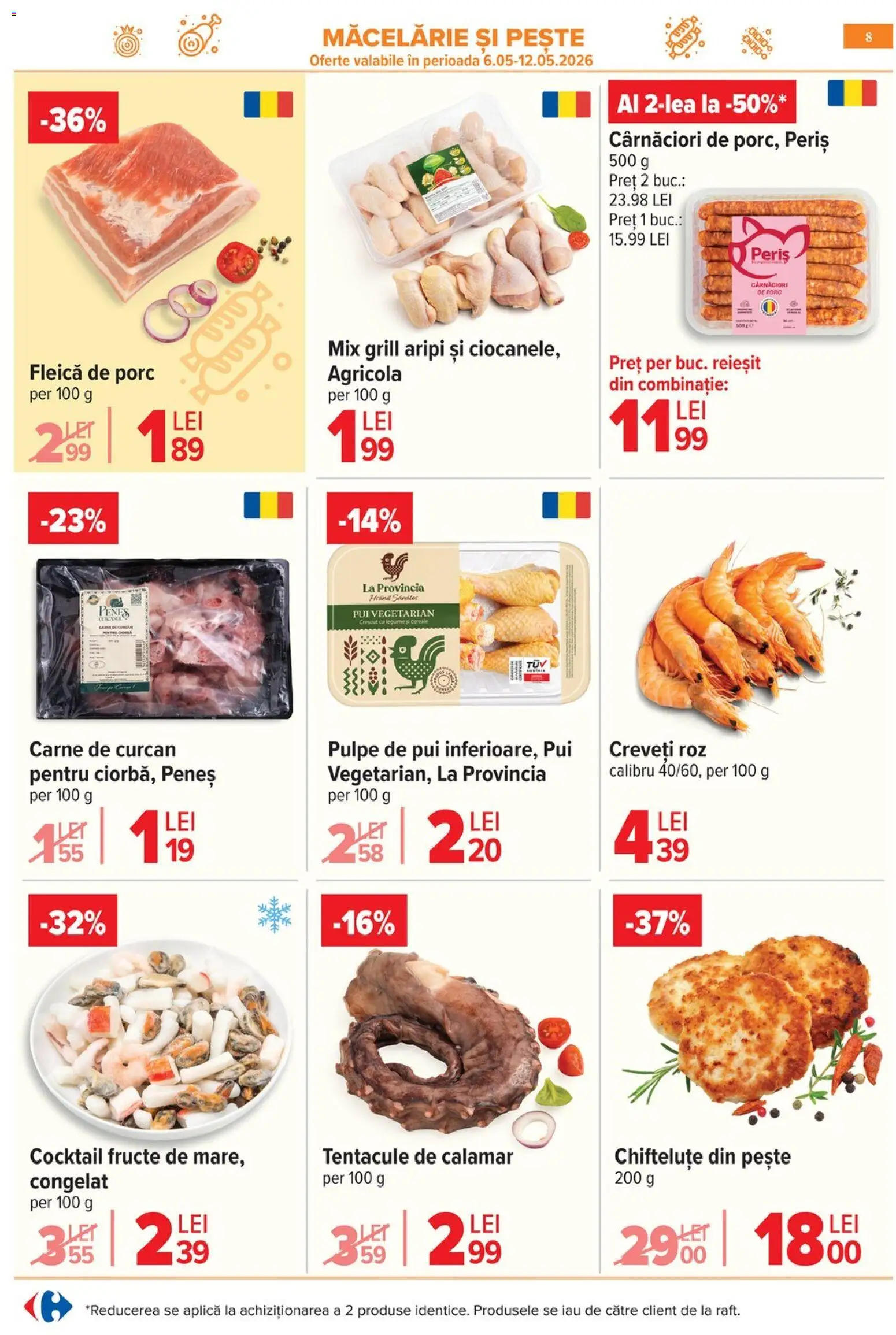 Noul catalog Carrefour – valabil de la 06.05.2026 | Pagină: 11 | Produse: Grill, Hacıyatmaz Kedi Oyuncağı, Cocktail, Pește