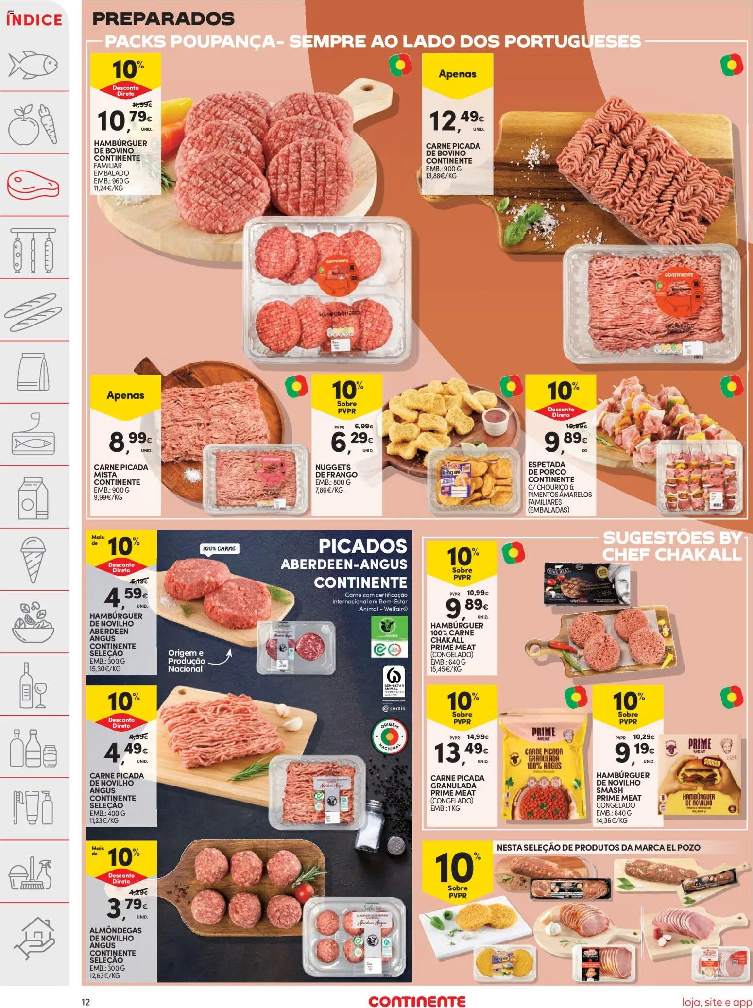Continente folheto │ válido de 29/09/2026 | Página: 12 | Produtos: Carne picada, Chouriço, Carne, Nuggets